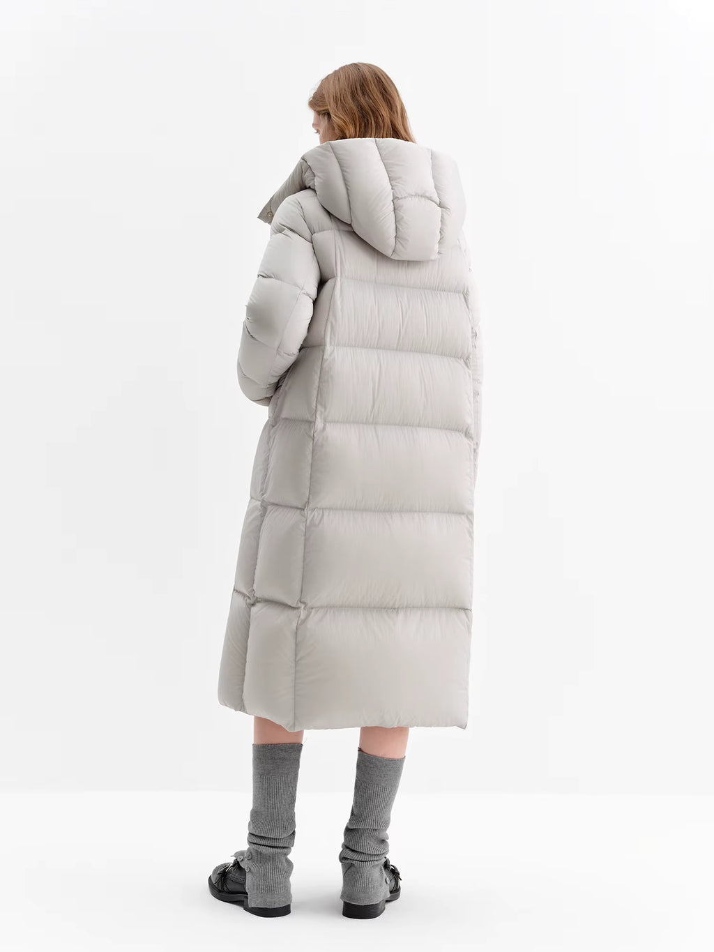 Puff Hooded Color Matching Knee-length Down Jacket Women's Winter 2025 New Cold-proof Warm Coats Simple Leisure