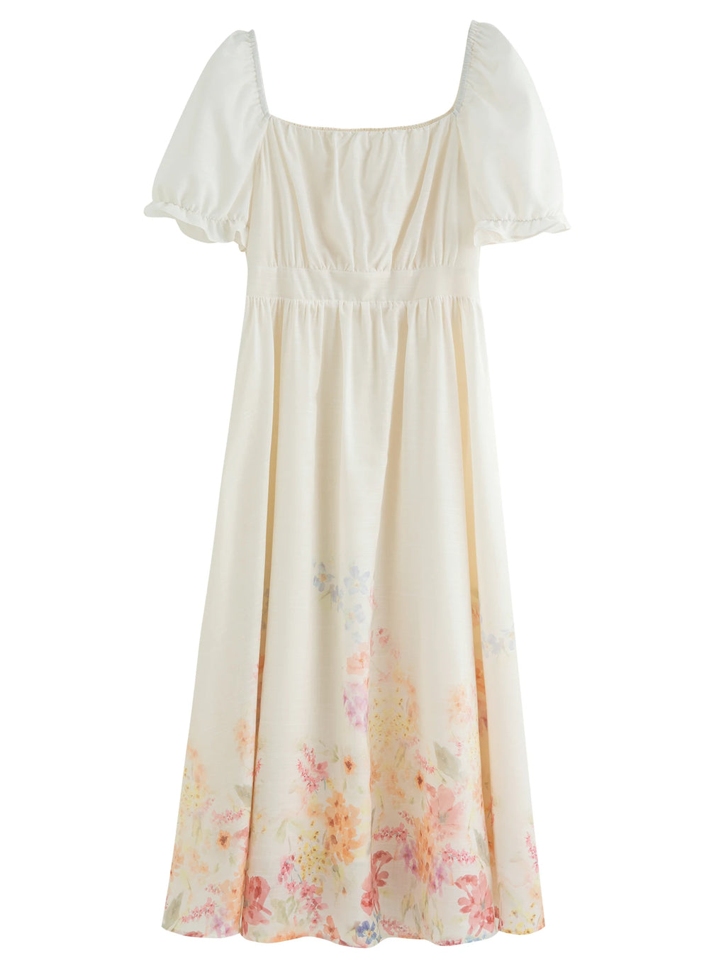 DUSHU 2025 Summer Textured Floral Dress - Regal Bubble Sleeve Fluid Silhouette Resort to Office