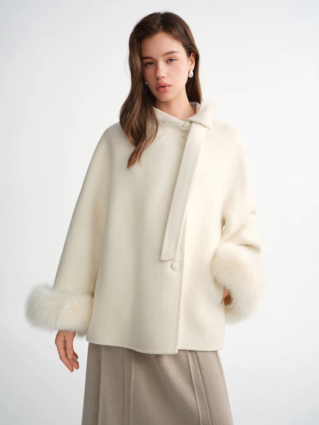 Winter 2025 Women's Double Faced Short Coat - Luxury Wool Blend Premium Tweed Jacket Casual Elegance for Daily Outwear