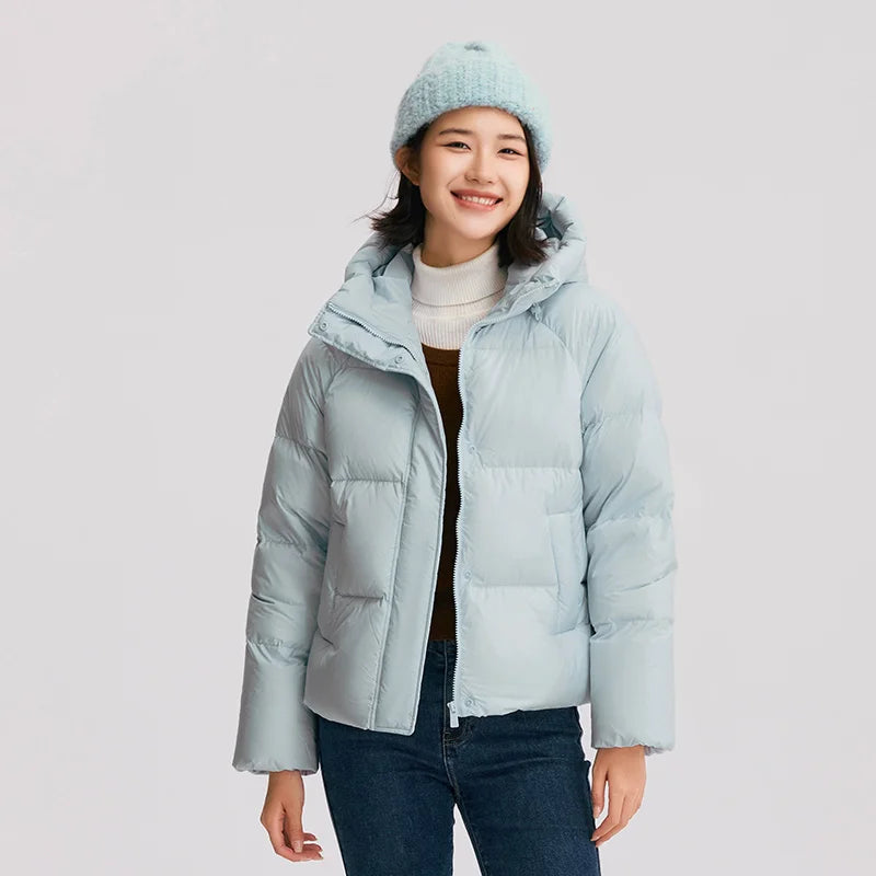 Semir Down Jacket Women Solid Color Loose Versatile 2024 Winter New Three-Proof Hooded Puffer Coat Down Jacket