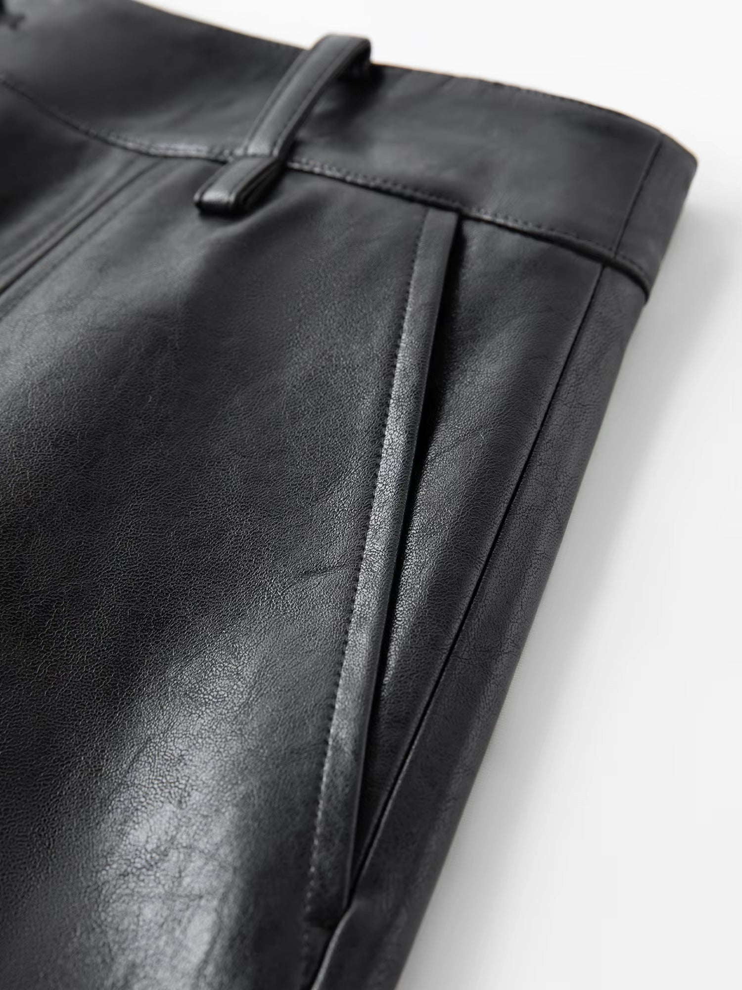 2025 Winter Women High Waist A-Line Short Skirt in Faux Leather - Versatile Flattering Stretch Mini Skirt for Daily Casual