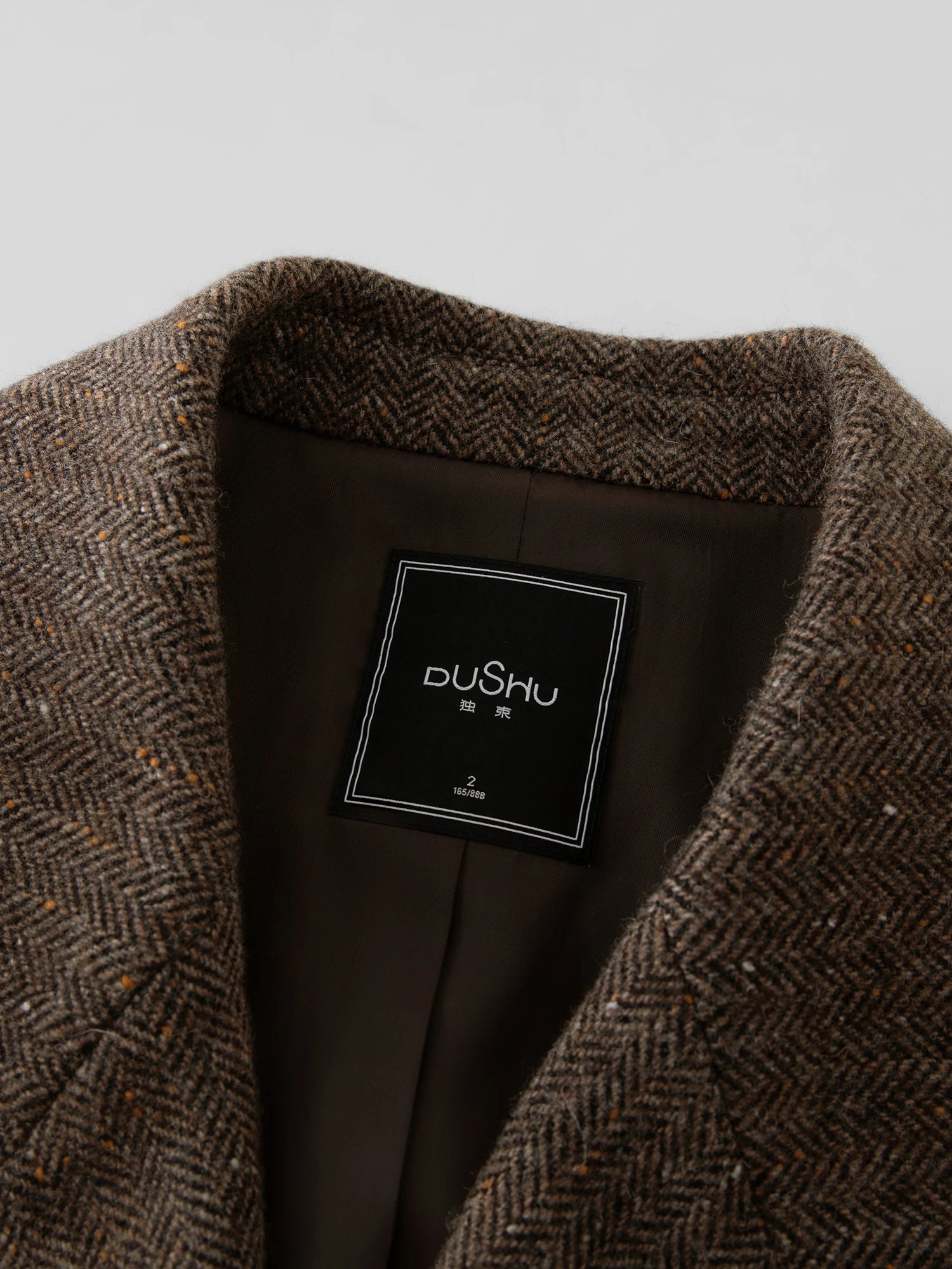 DUSHU Plus Size 98.8% Sheep Wool Color Dot Retro Style Brown Suit For Women 2024 Winter New Design Wool Warm Coat 24DH84019