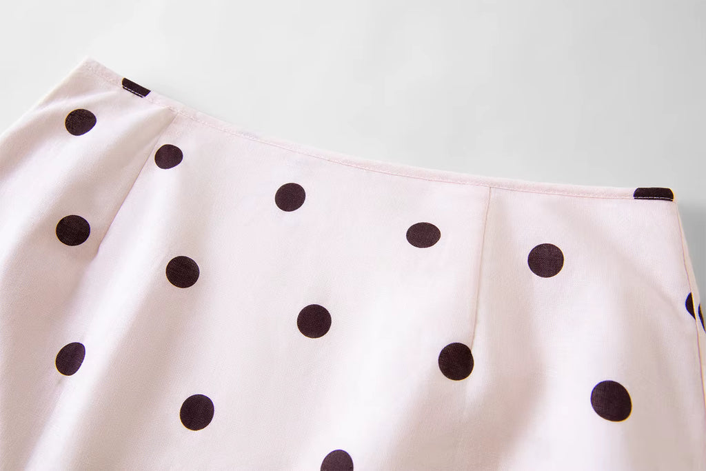Color-blocked Light Pink Polka Dot High-waisted Japanese Style A-line Mini Skirt New Spring 2026 Style Sweet Skirt