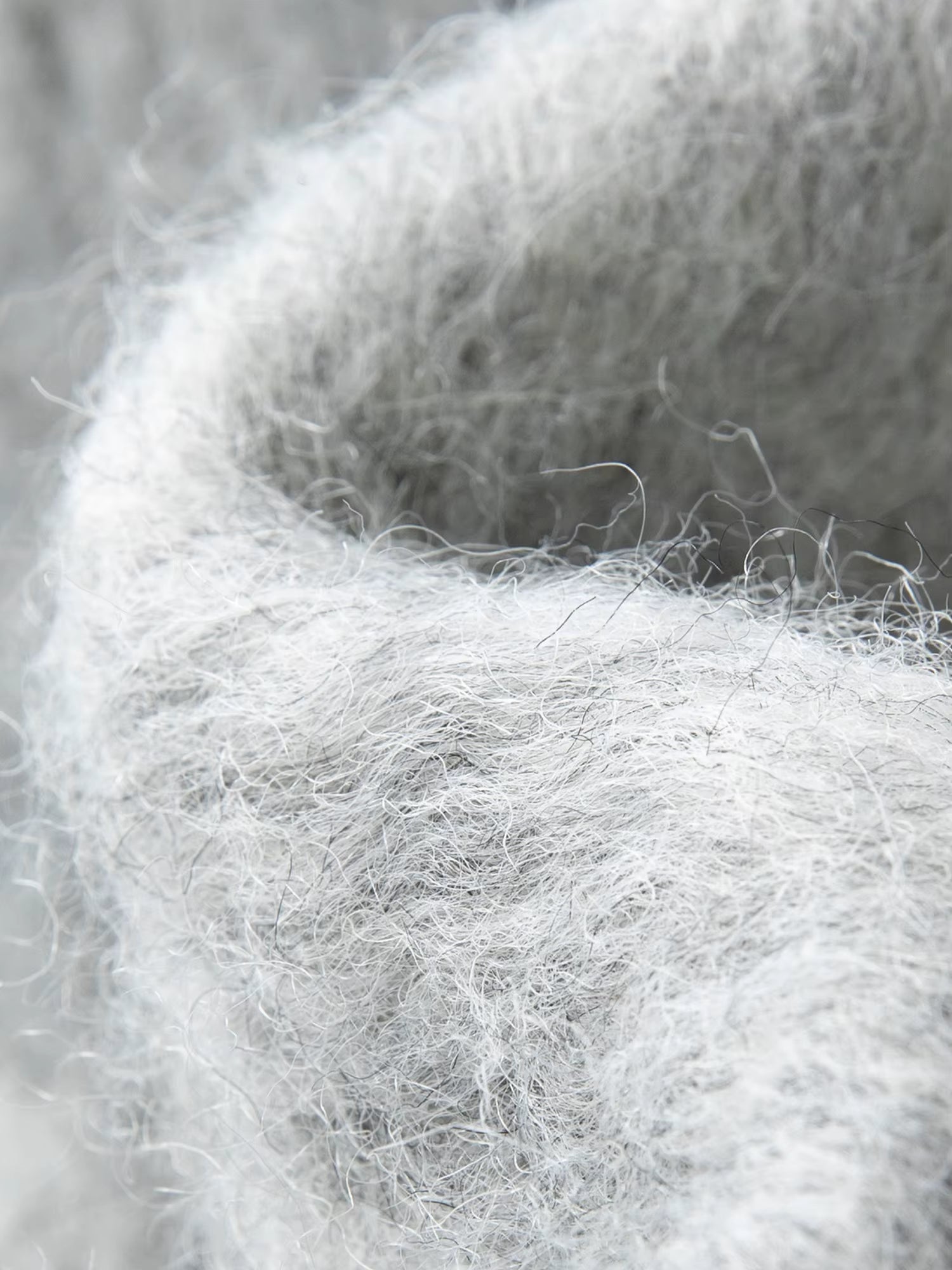 2025 Winter Women's Light Grey Wool Scarf Collar Short Coat - Elegant Pearl-Inspired Design for Casual and Office Wear