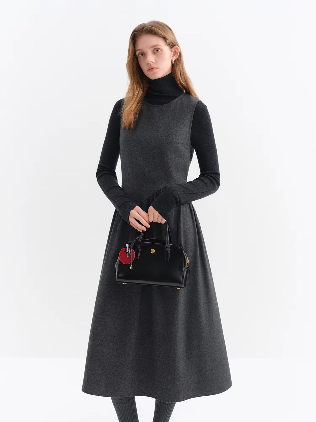 Gray Wool Sleeveless Dress Women's Winter 2025 New A-line Skirt Vest Long Dresses Unisex Ins French Style Elegant