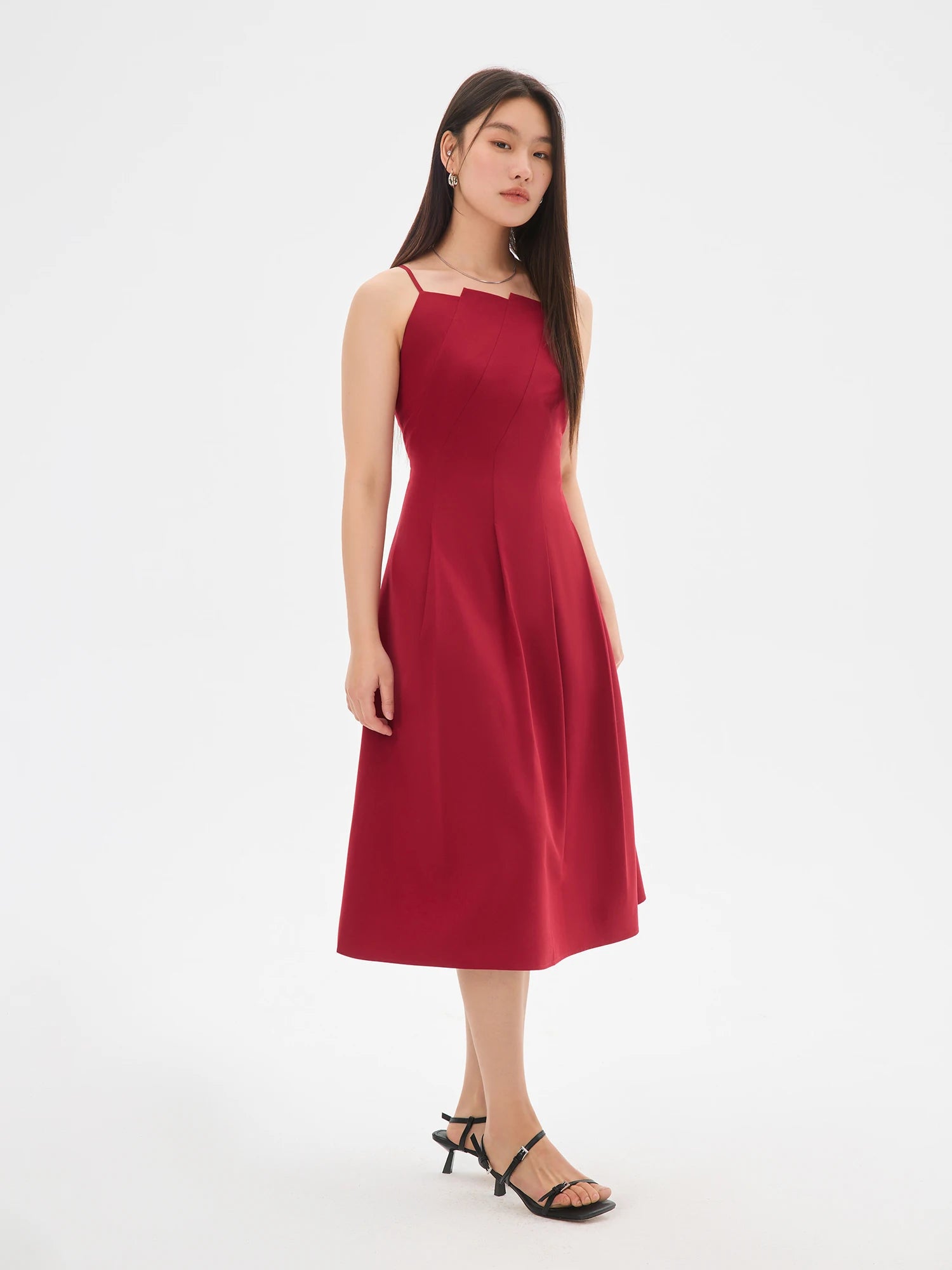 DUSHU 2025 Summer Women's Origami Collar Maxi Dress - Convertible Dual Silhouette & Waist-Emphasizing Elegance