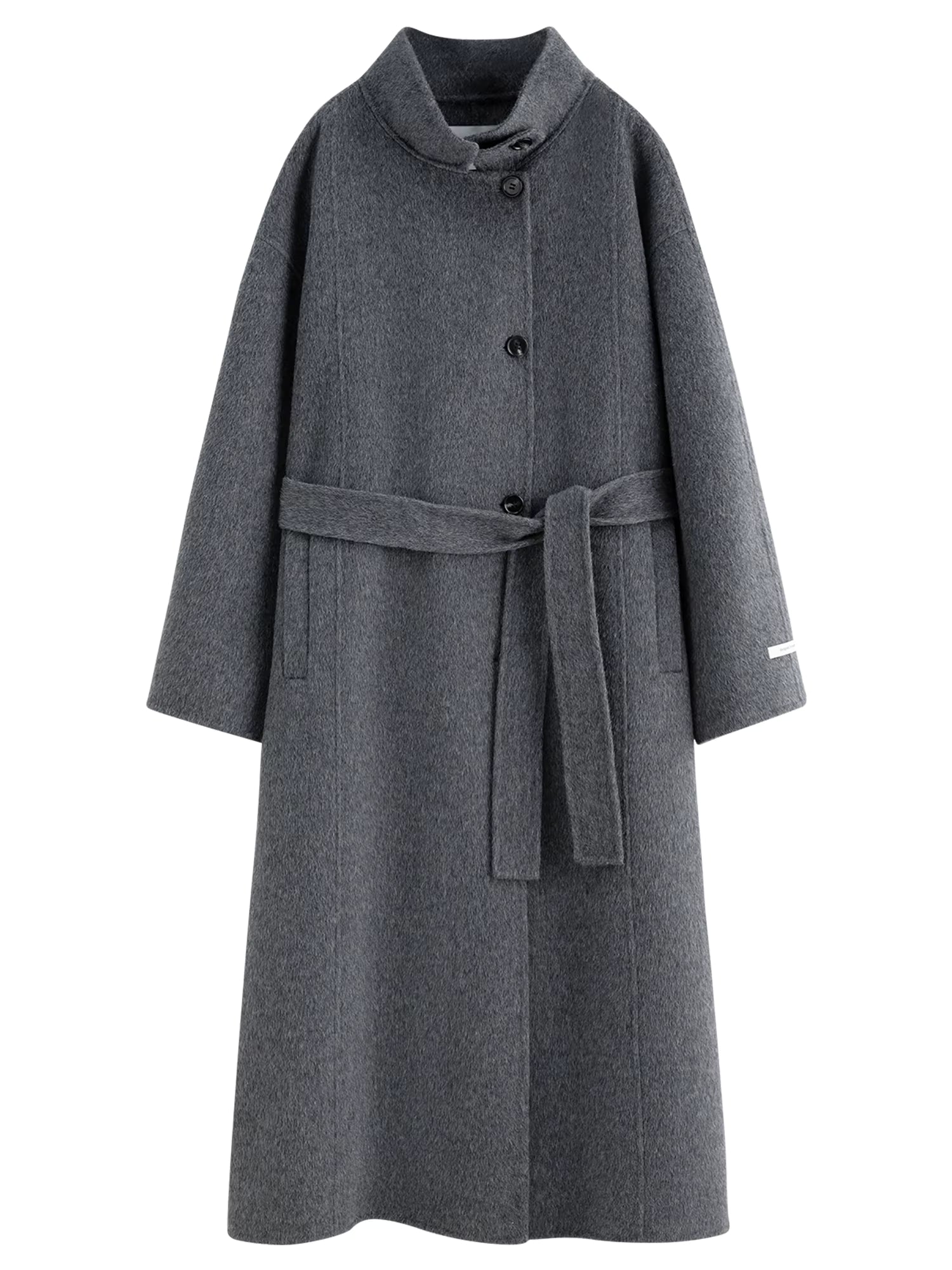 2025 New Women's Elegant Stand Collar 100% Wool Double-Faced Long Coat Diamond-Shaped Tailoring Autumn Winter Outerwear