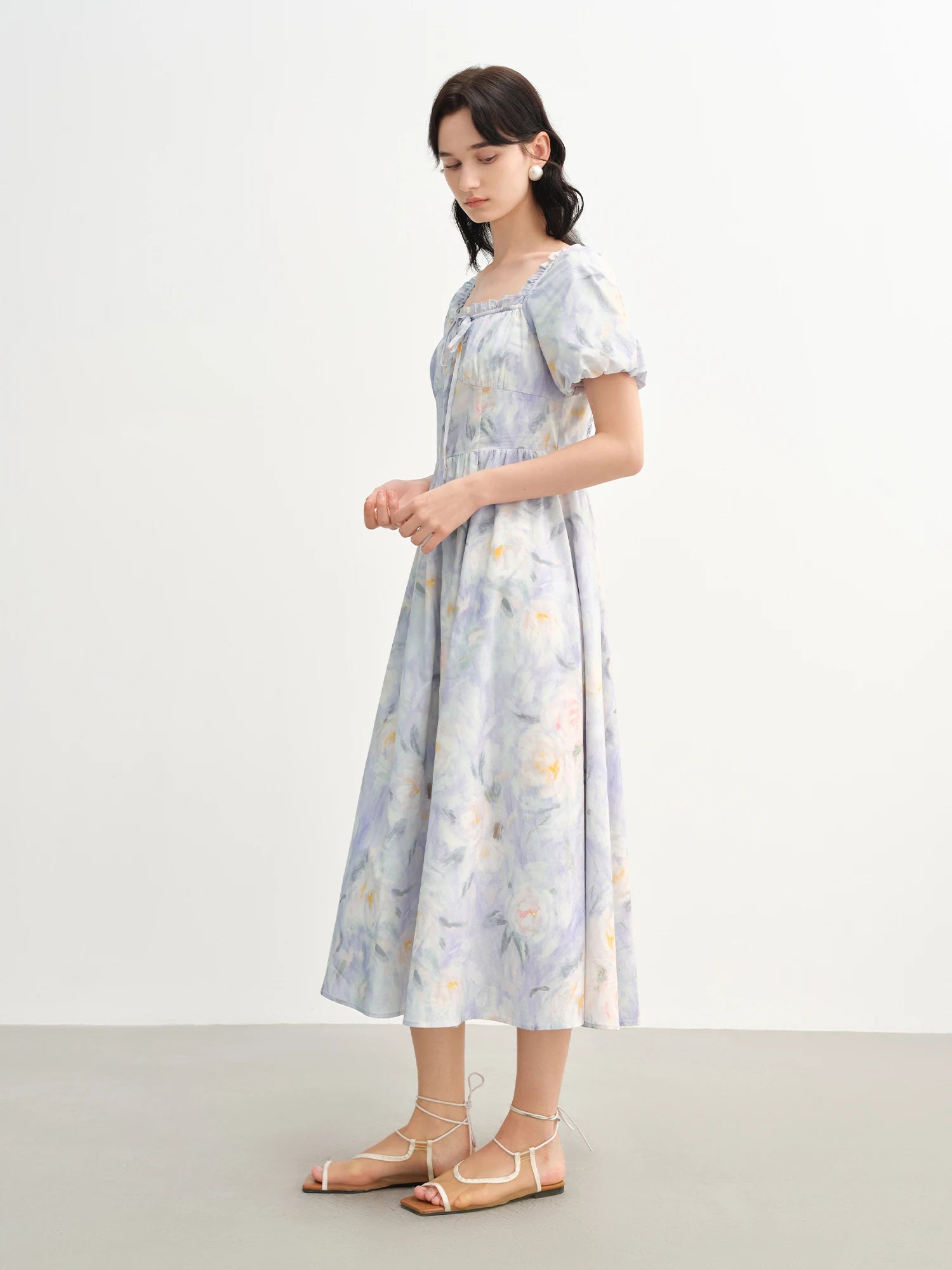 DUSHU French romantic oil painting skirt 2025 summer new product temperament sweet waist dress