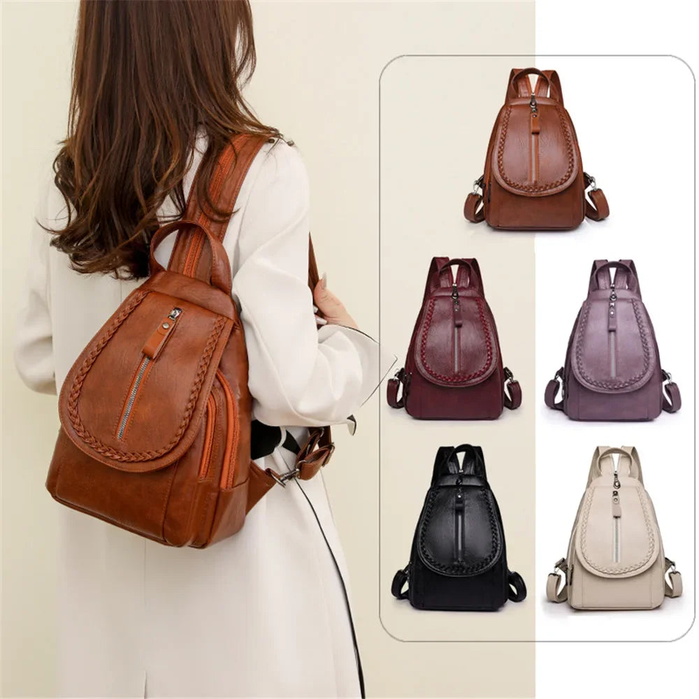 Luxury Brand Women Backpack High Quality Soft Leather Travel Chest Pack Female Fashion School Bags for Girls Mochila Feminina