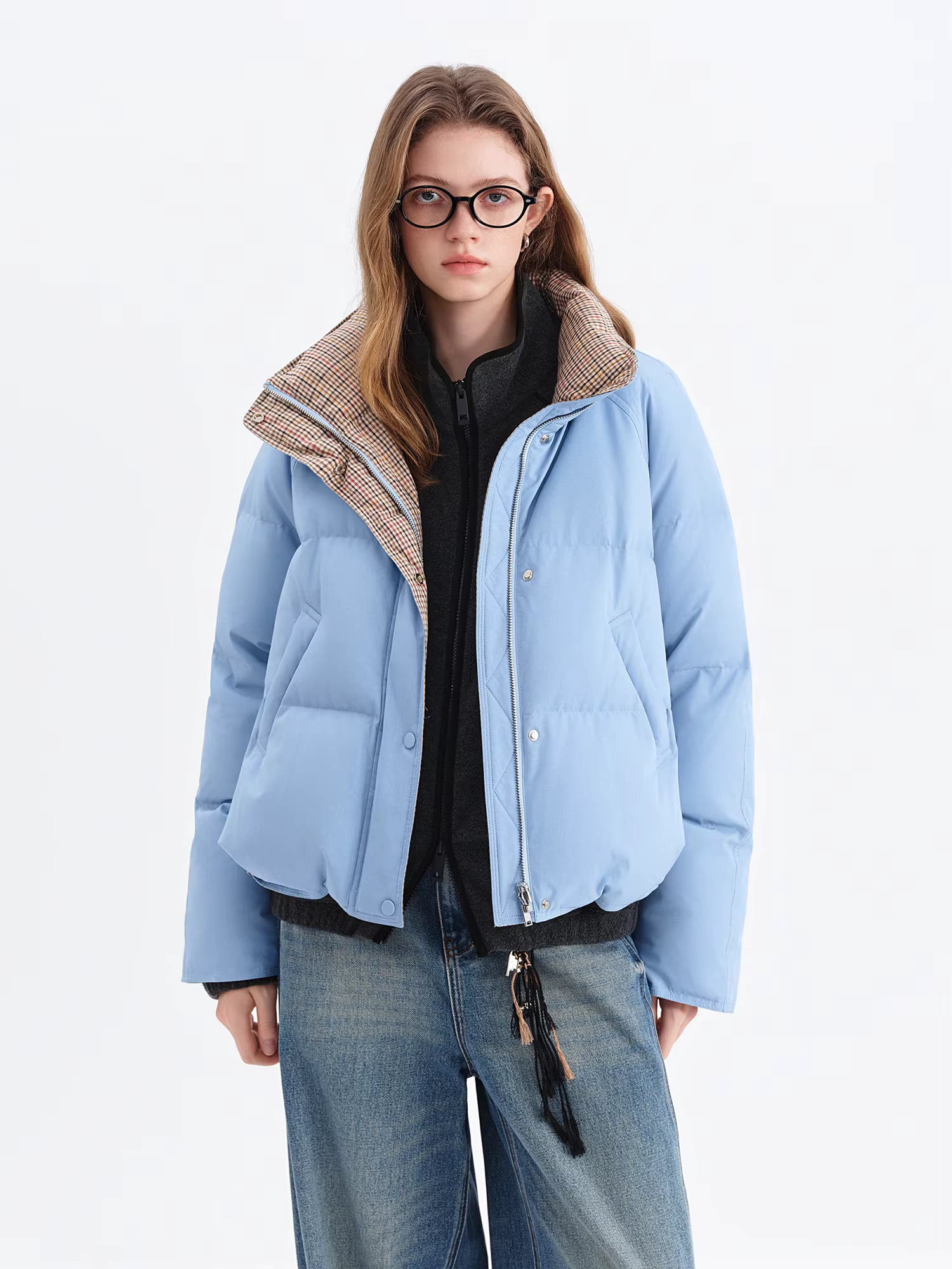 Double-sided Reversible Standing Collar Down Coat Women Crafted with Premium 90% White Duck Down Winter 2025 New Arrival