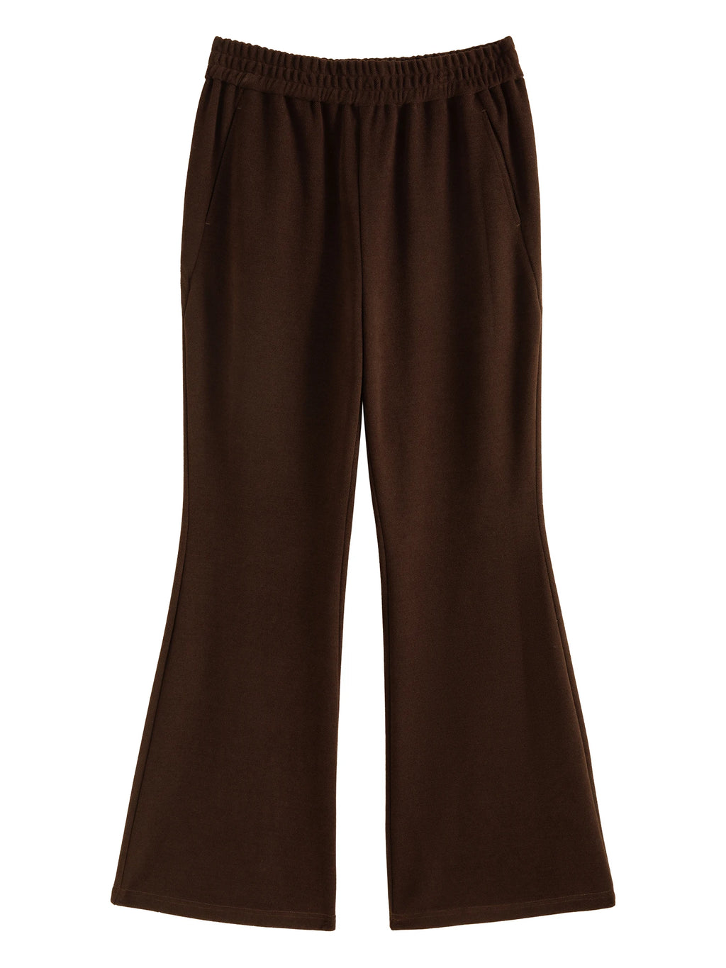 DUSHU Women Winter Black Trousers Elastic Waist Thicken Female Brown Cropped Pants Plus Size Elastic Flared Pant 24DS84471