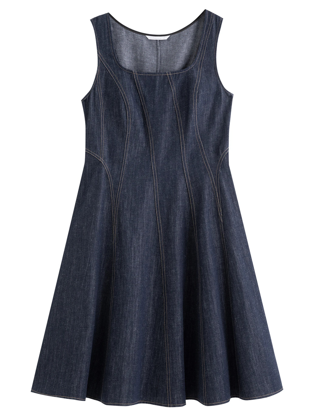 DUSHU Plus Size Denim Dress Women Summer Lyocell Tencel Breathable Slim Vest Dress Line Carved Dress