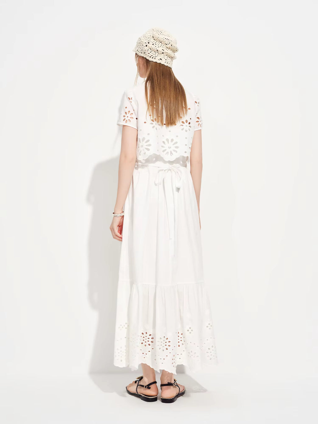 2026 Spring Women's White Two Piece Set Lace Trim Embroidery T-Shirt Slip Dress Soft Romantic Coquette Style Elegant Outfit