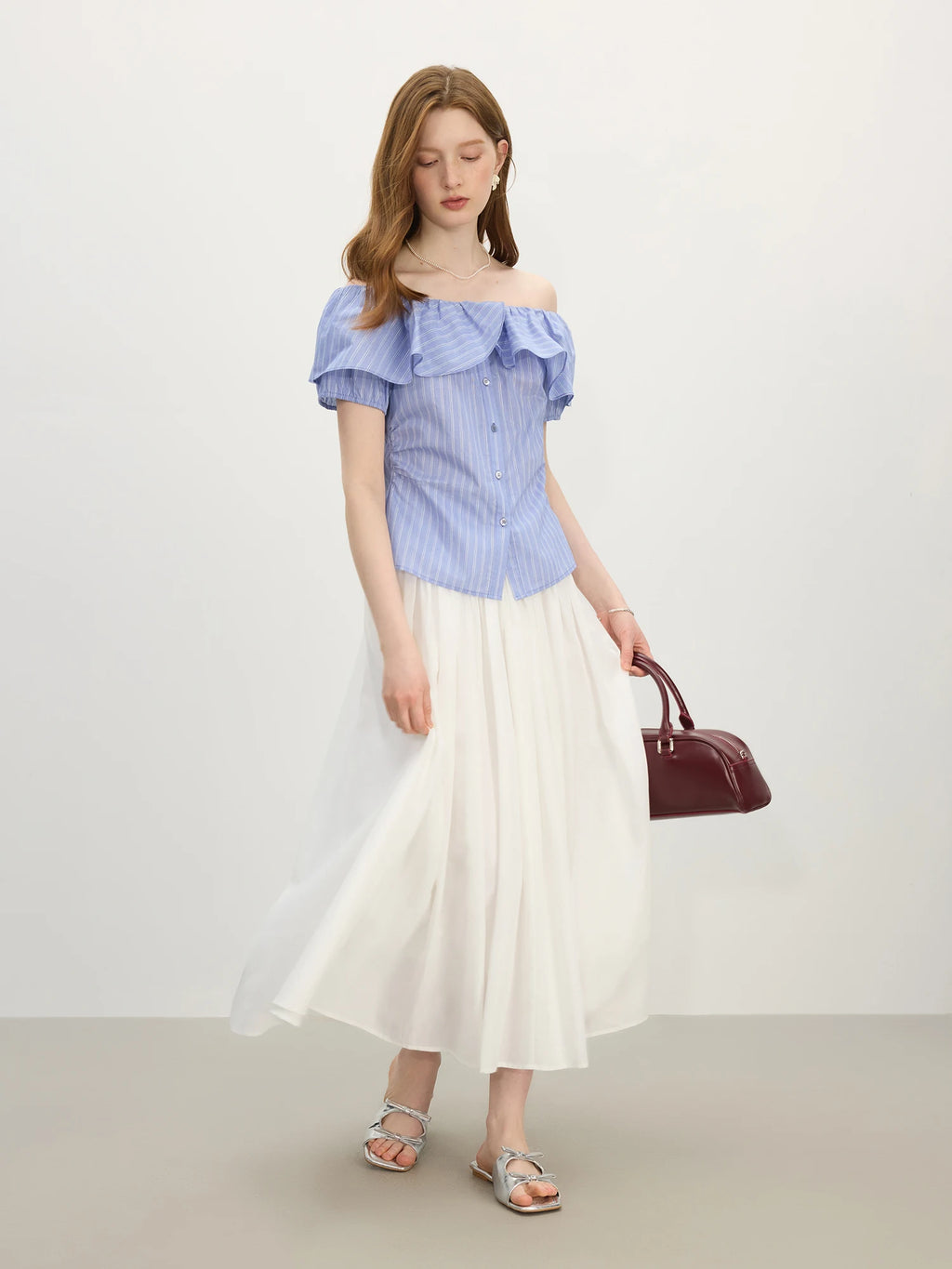 FSLE Ruffled Two Style Wear Short-sleeved Shirt for Women 2025 Summer New Arrival Unique Design Tops Holiday Seaso