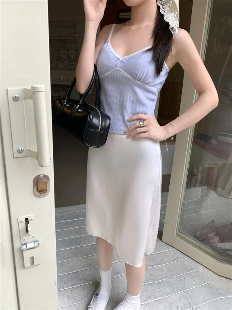 Women's Elegant Satin Mini Skirt with Bow Detail