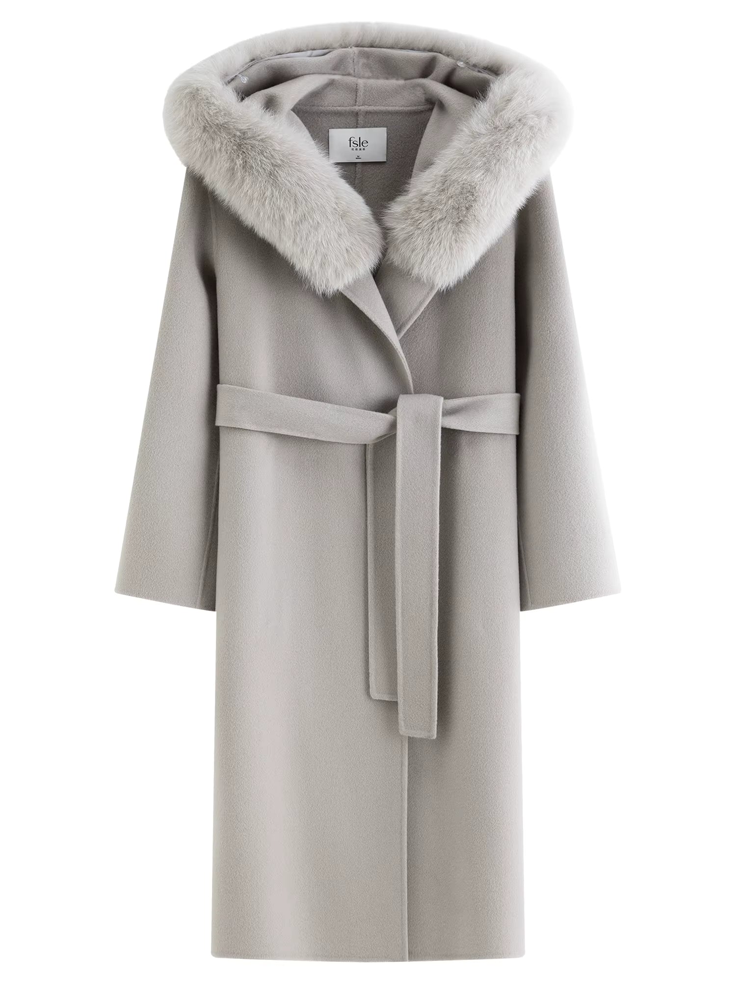 2025 Winter Women's Fox Fur Hooded Double Faced Wool Coat Long Plush Outerwear Vintage Elegant Warm Wool Coat Soft Coat