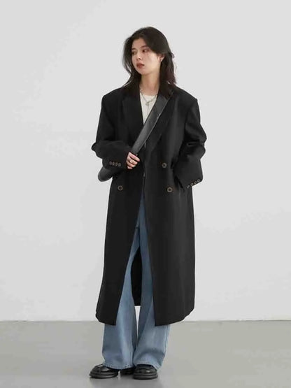 CHIC VEN Women's Trench Coat Korean Double Breasted Long Jackets Korean Fashion Soild Office Lady Overcoats Spring Autumn 2024