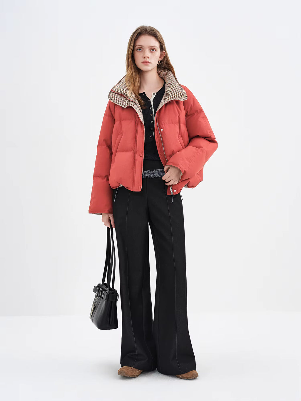 Double-sided Reversible Standing Collar Down Coat Women Crafted with Premium 90% White Duck Down Winter 2025 New Arrival