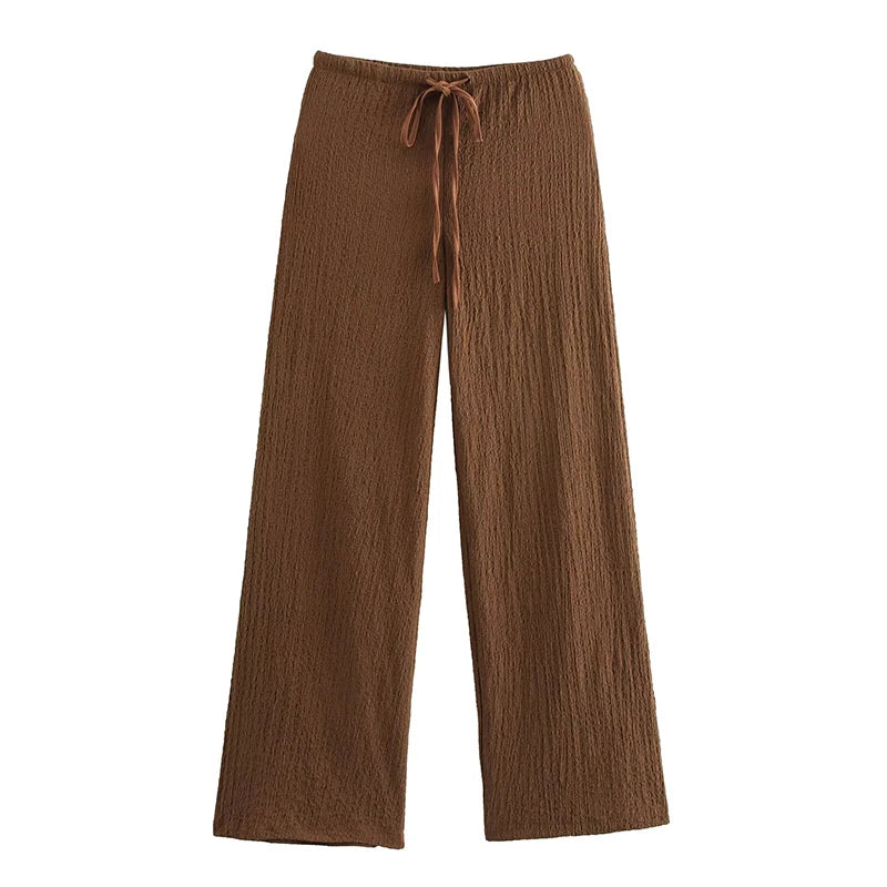 Women's 2-Piece Sleeveless Button-Down Vest & Wide-Leg Pants Set