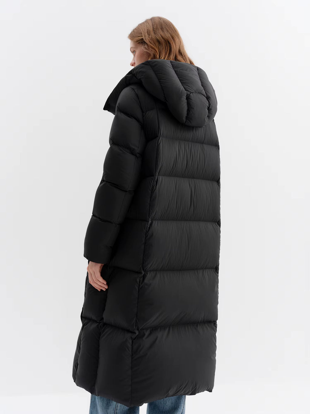 Puff Hooded Color Matching Knee-length Down Jacket Women's Winter 2025 New Cold-proof Warm Coats Simple Leisure