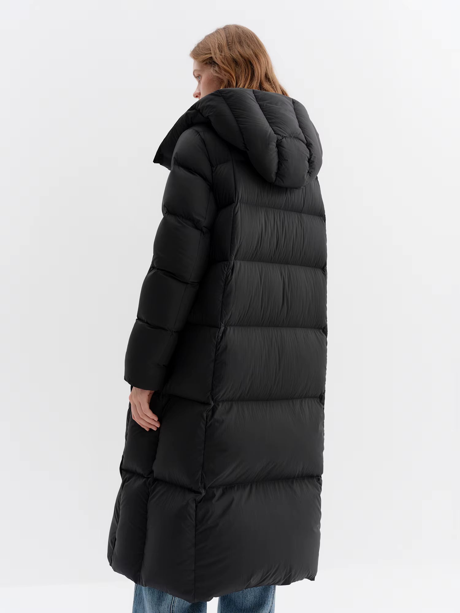 Puff Hooded Color Matching Knee-length Down Jacket Women's Winter 2025 New Cold-proof Warm Coats Simple Leisure