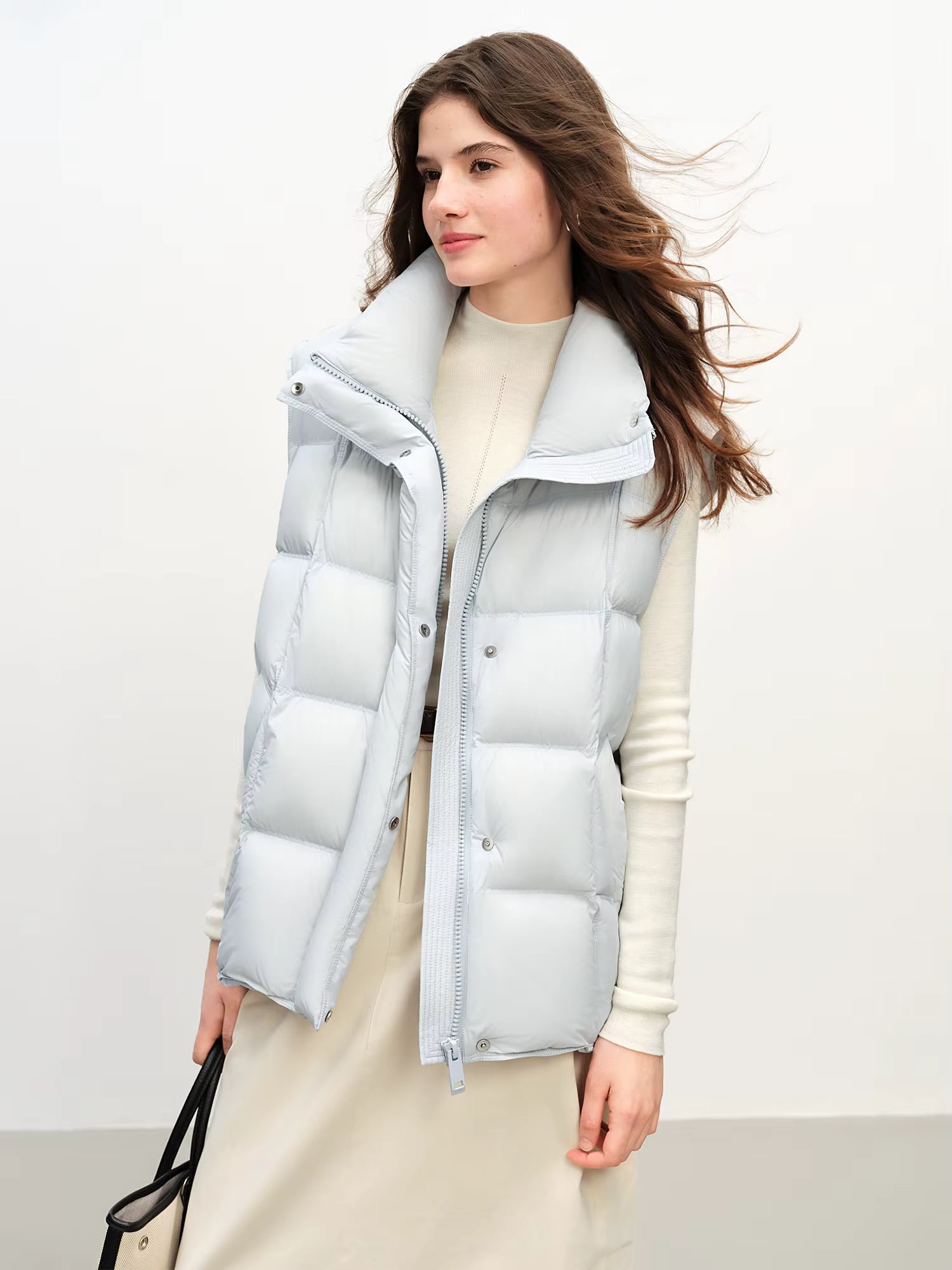 Winter 2025 Women's Korean Style Stand Collar Puffer Vest - Lightweight Down-Free Design Oversized Cloud-Like Fit Casual