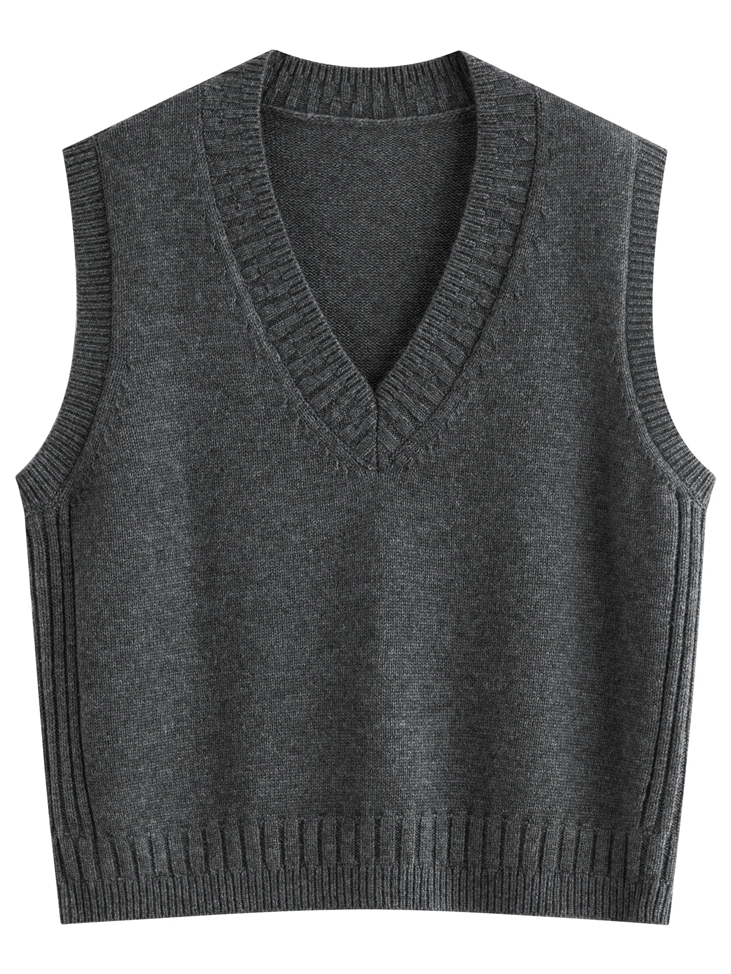 FSLE Women Autumn Winter 2025 New Arival Wool Knit V-neck Sleeveless Vest for Layering Outerwear Tops Tanks Design layered vest