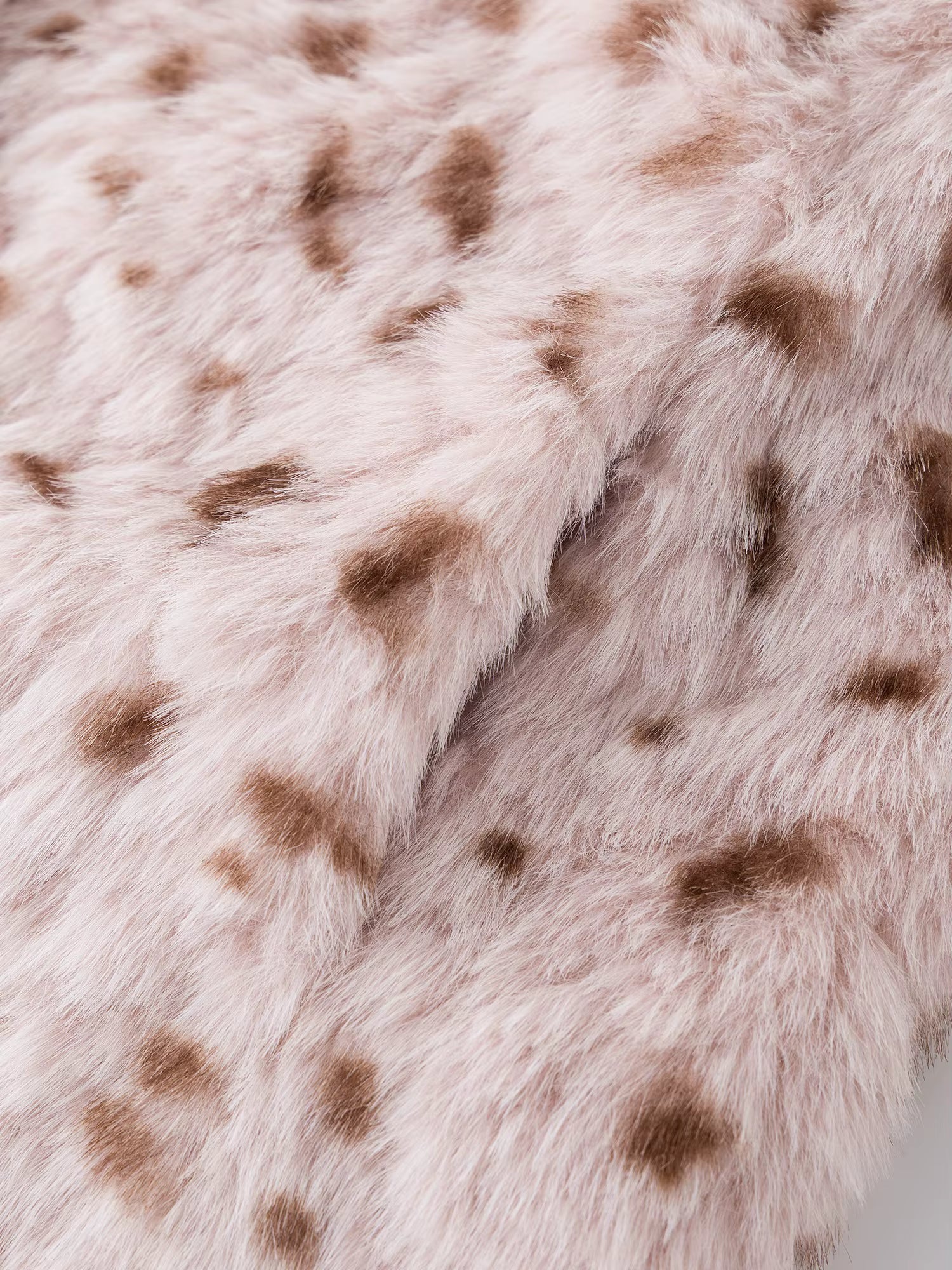 Chestnut Brown Leopard Print Women Faux Fur Stylish A-Line Trench Coat Fall Winter 2025 New Arrival Cozy Winter Essentials