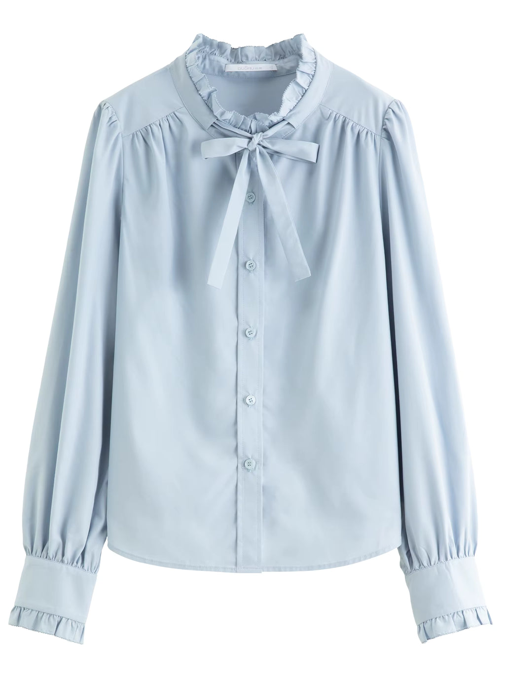 Autumn New Women's Puff Sleeve Blouse 2025 Autumn Winter New Ruffle Collar Tie-Front Shirt Elegant Casual Office Wear Tops