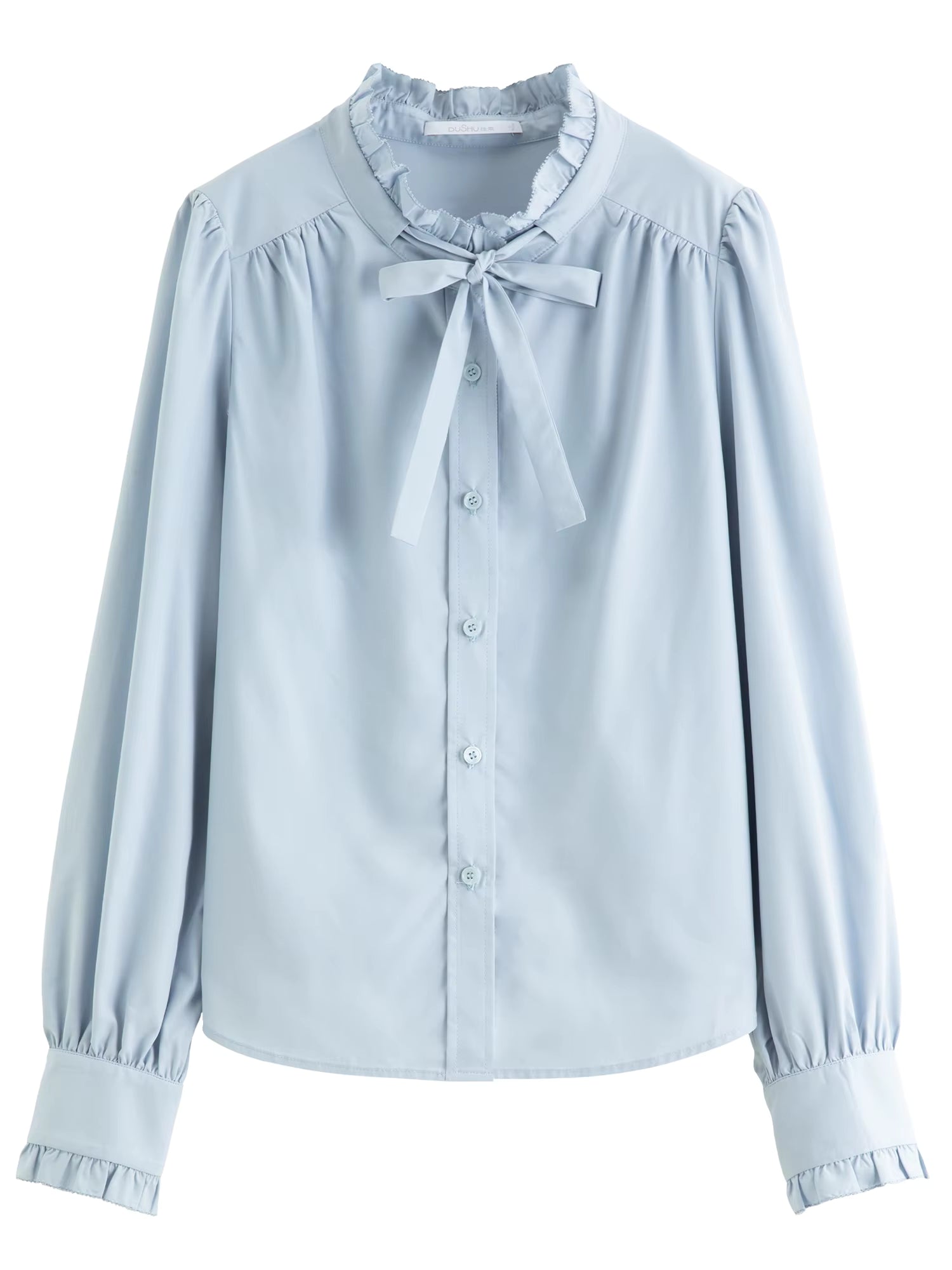 Autumn New Women's Puff Sleeve Blouse 2025 Autumn Winter New Ruffle Collar Tie-Front Shirt Elegant Casual Office Wear Tops