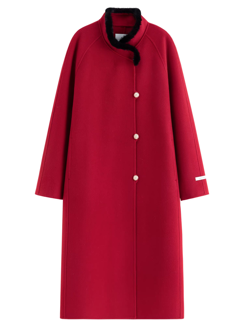 Modern Chinese Red Velvet Coat for Women Winter 2025 New Arrival Sable Fur Festive Ensemble Coat 100% Wool Long Coats