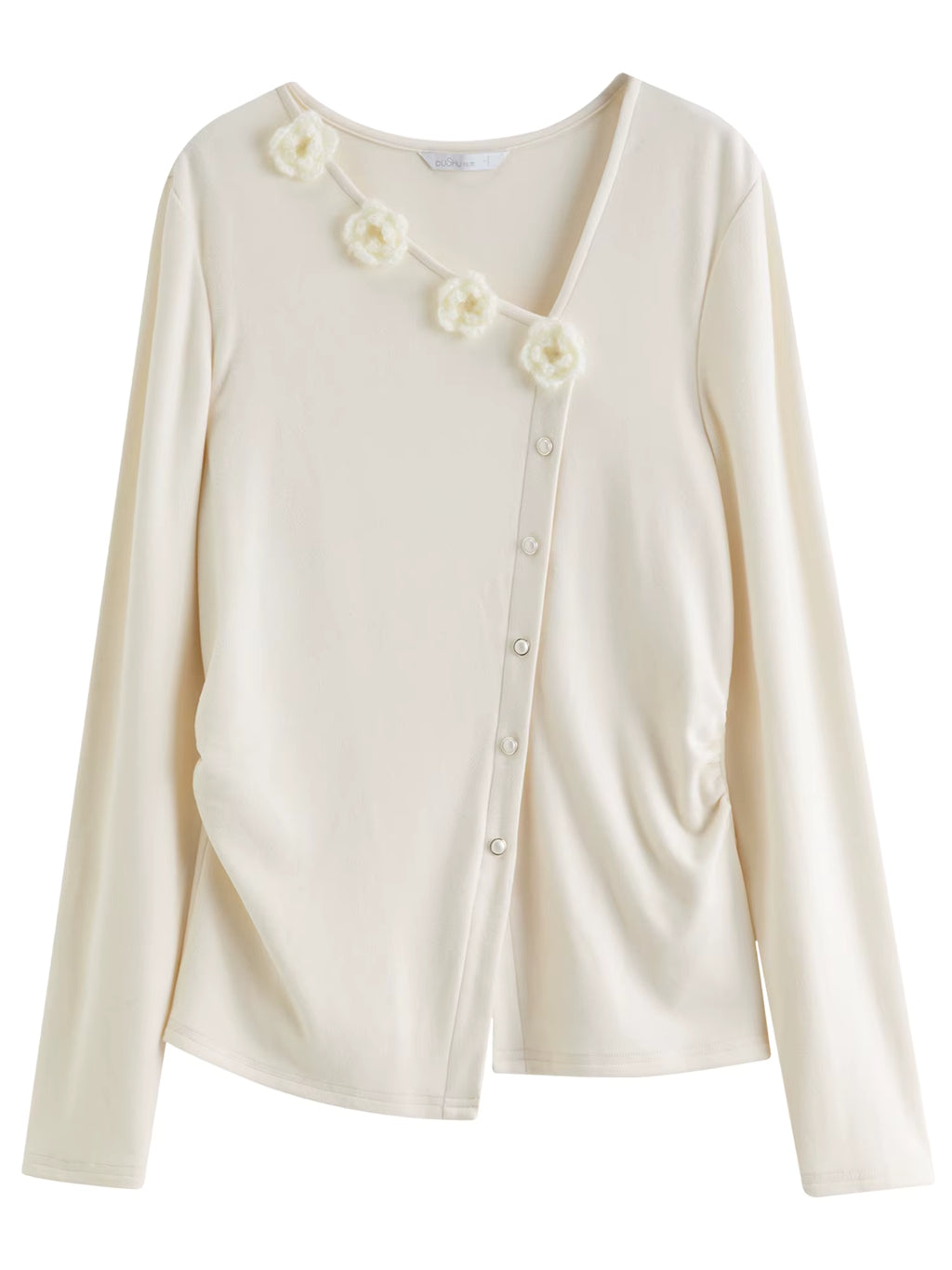 Plus-Size Women Fashionable Mandarin V-Neck Turtleneck Sweater Elegant Floral Design 2025 Winter Knitwear Inner Layer