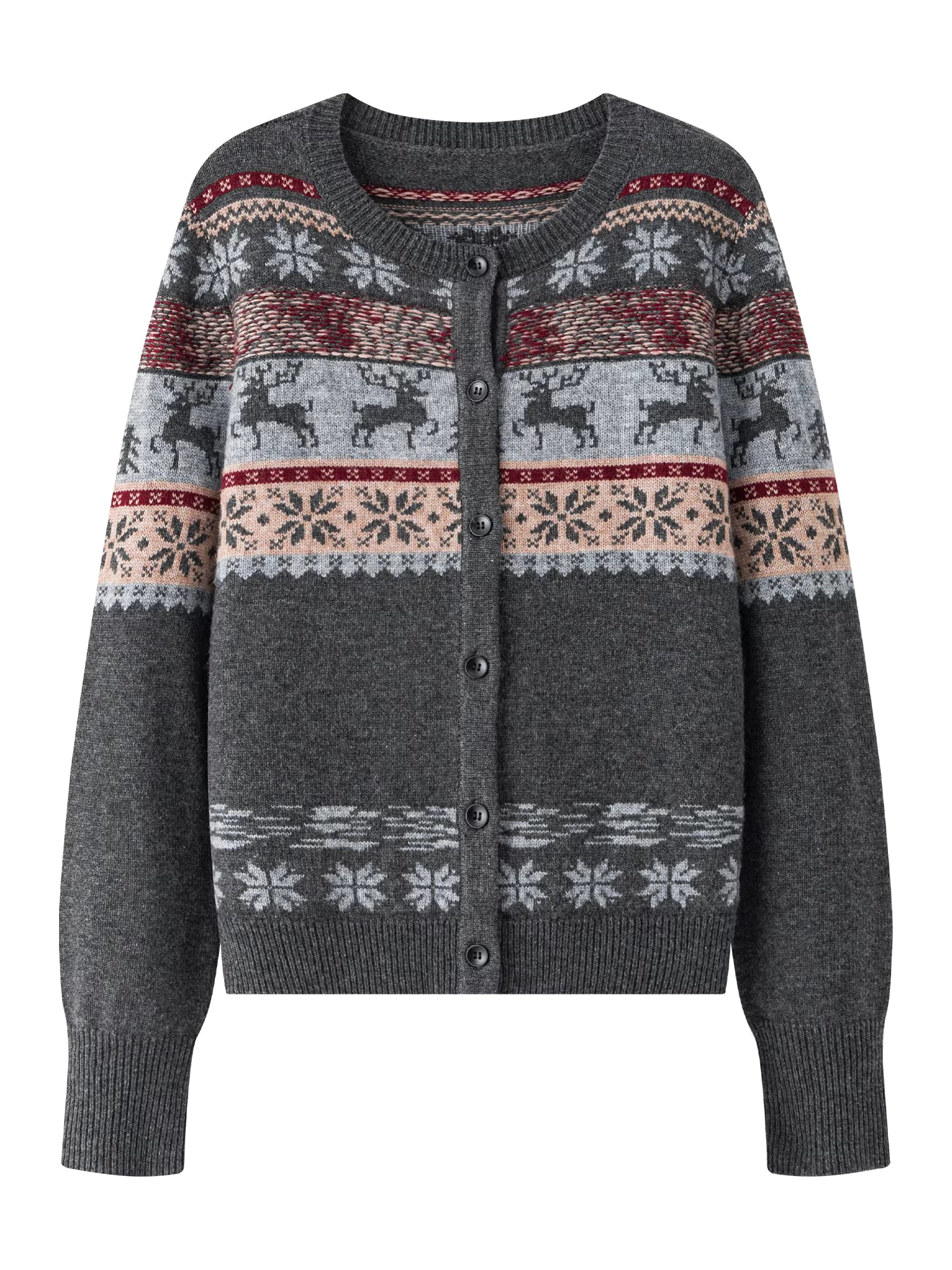 Christmas Sweater Women's Fair Isle Pattern Long Sleeve Knit Cardigan 2025 Winter Wool Blend Sweater Cozy Chic Casual