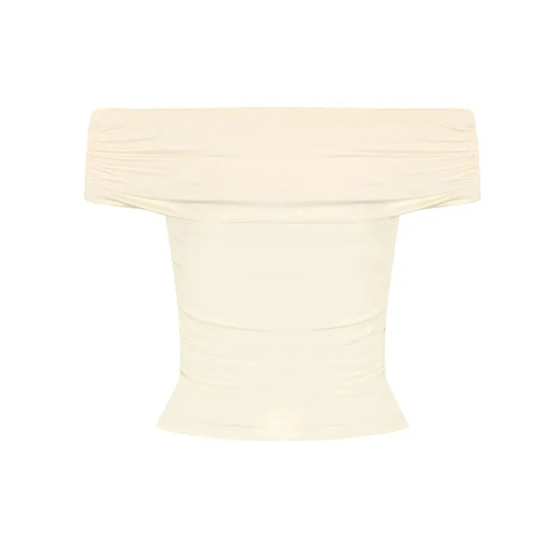 Women New T-shirt Summer Fashion Slash Neck Streetwear Casual Slim Versatile Tees Solid Sexy Off Shoulder Elegant Lady Clothing