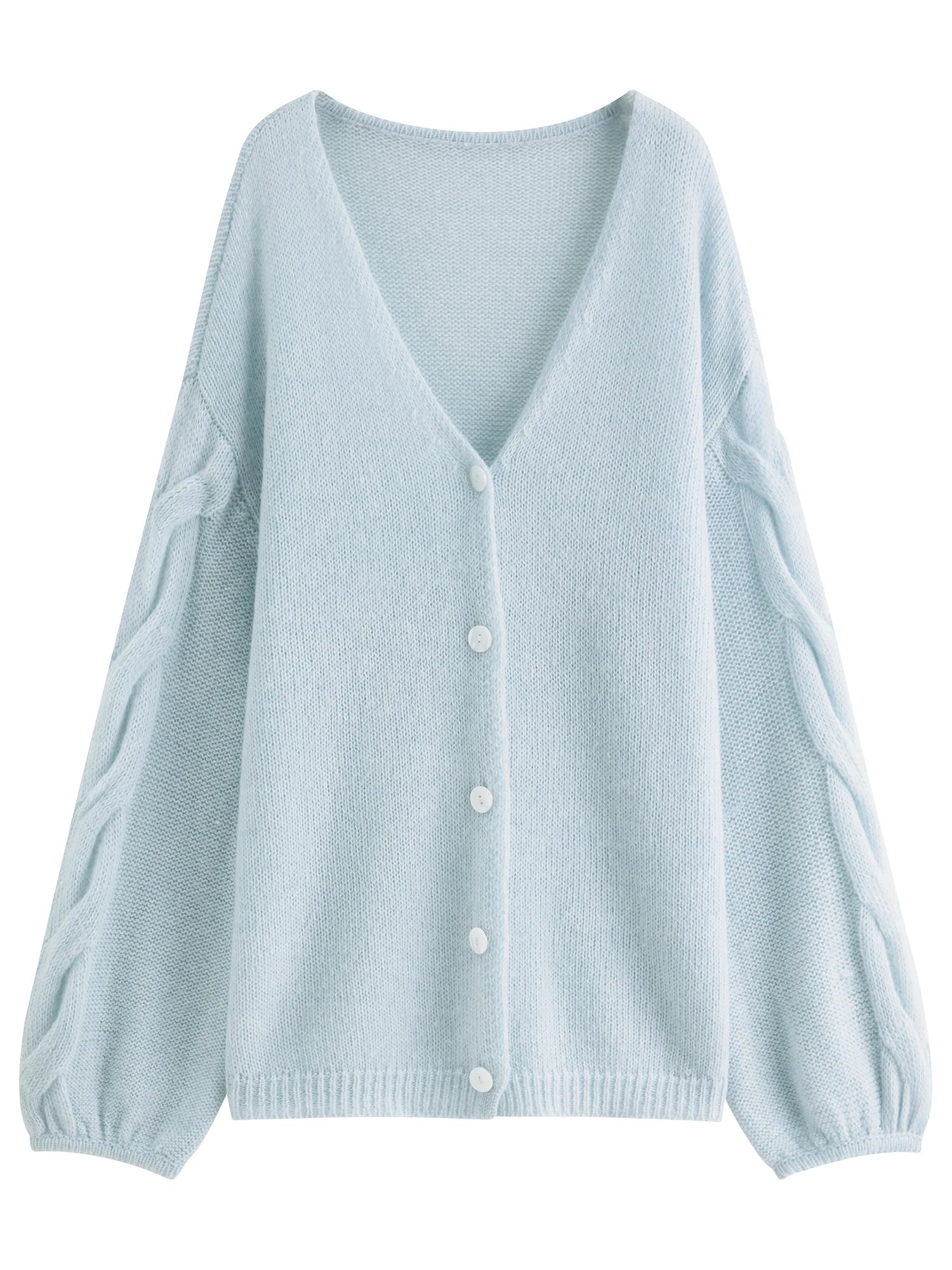 FSLE Alpaca Wool Loose Lazy Cable Knitted V-neck Cardigan Jacket Women's Autumn 2025 New
