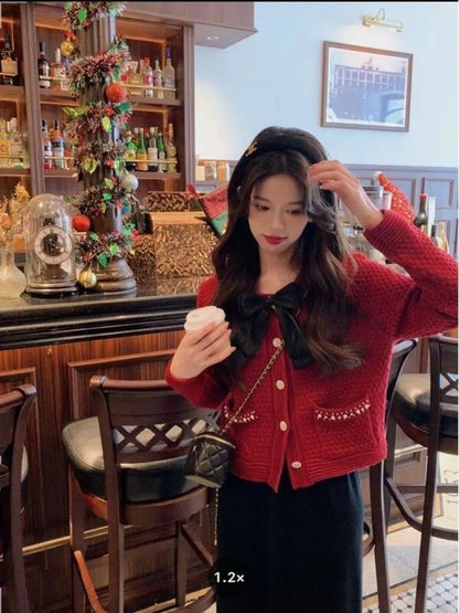 Sweater Knitted Cardigan Coat Design Sense Short Sweater Female Foreign Long Sleeve O Neck Sweater Cardigan Female Tops