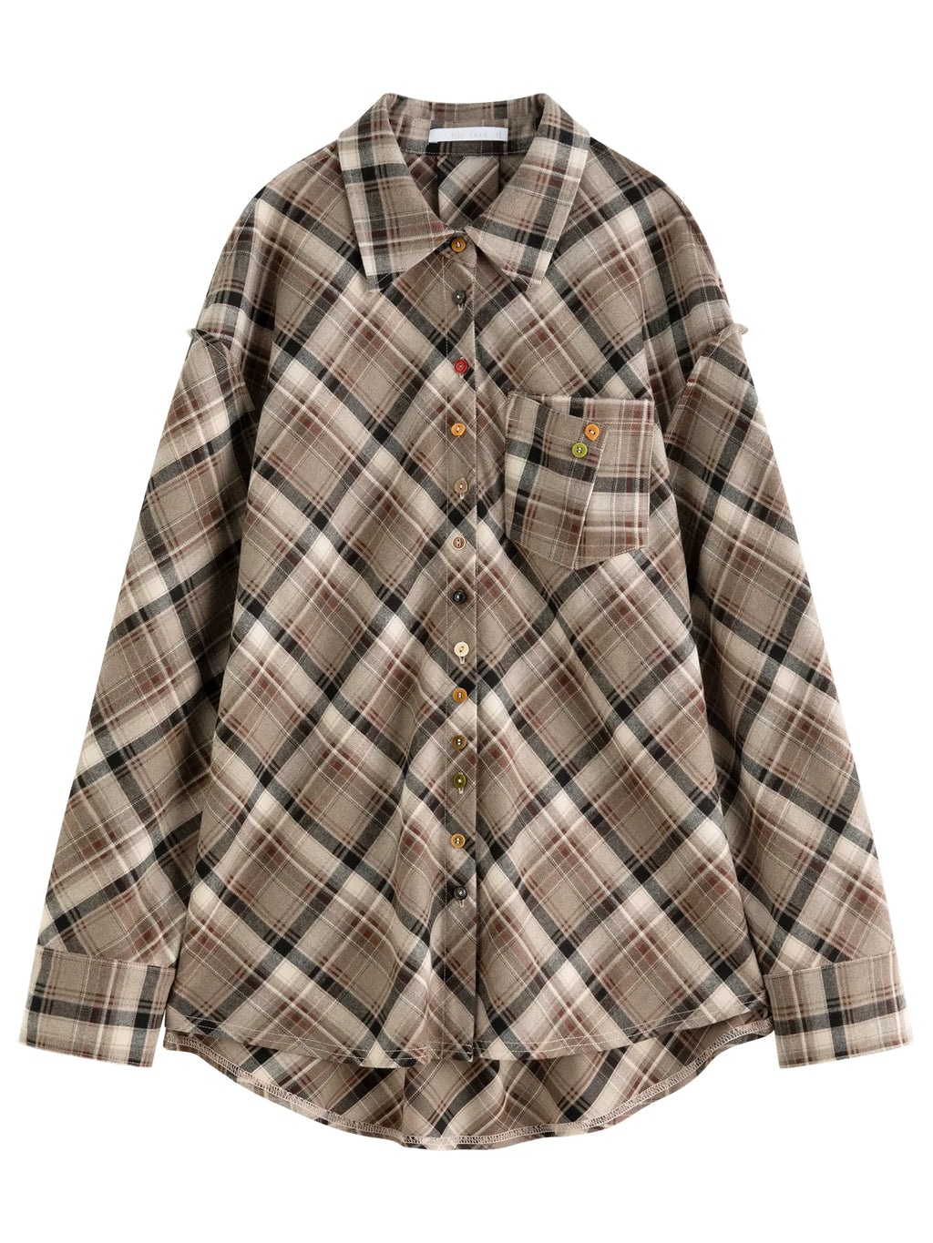 Retro Plaid Design Shirt Women 2025 Winter New Color Button Lapel Top