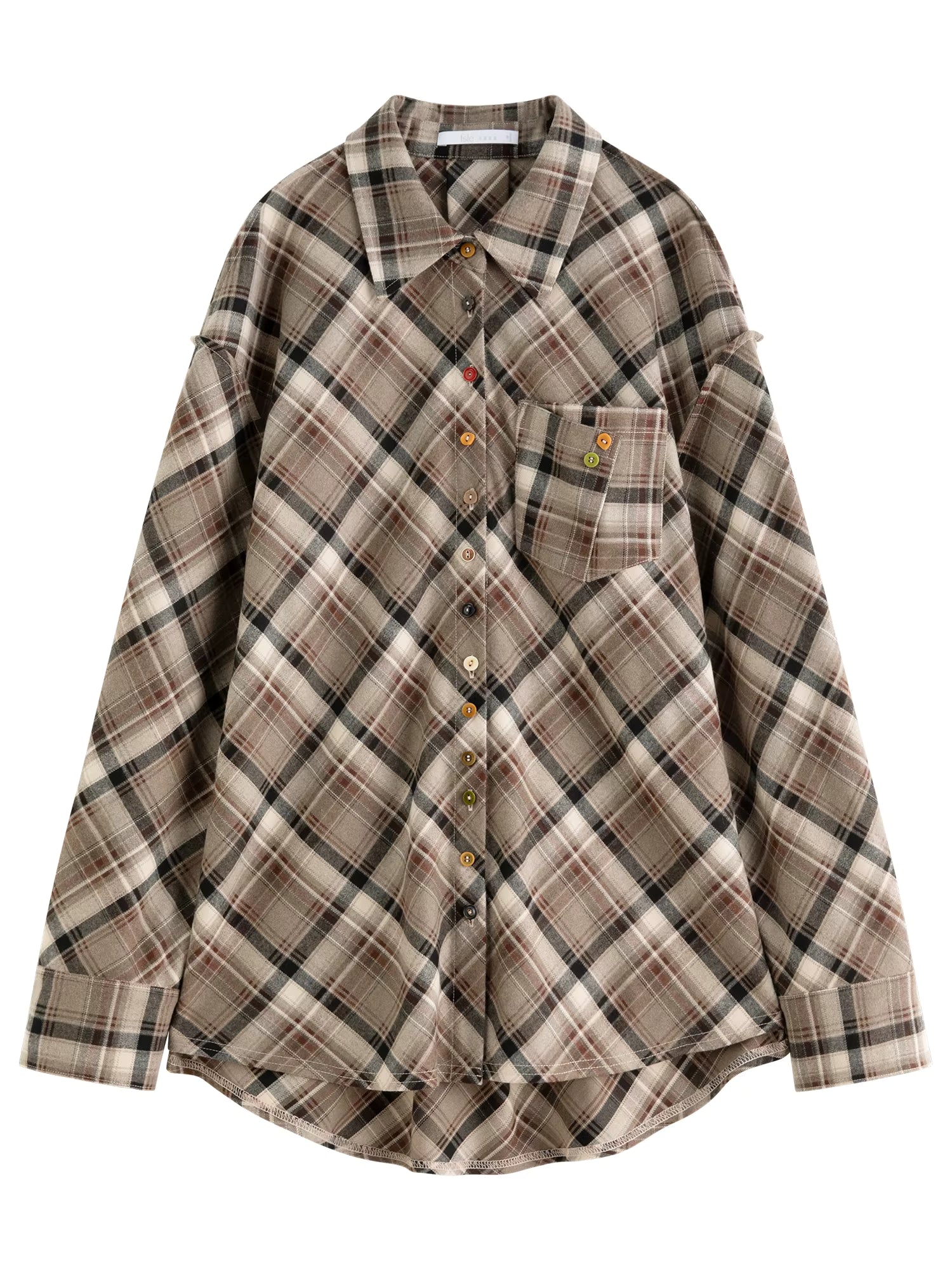 Retro Plaid Design Shirt Women 2025 Winter New Color Button Lapel Top