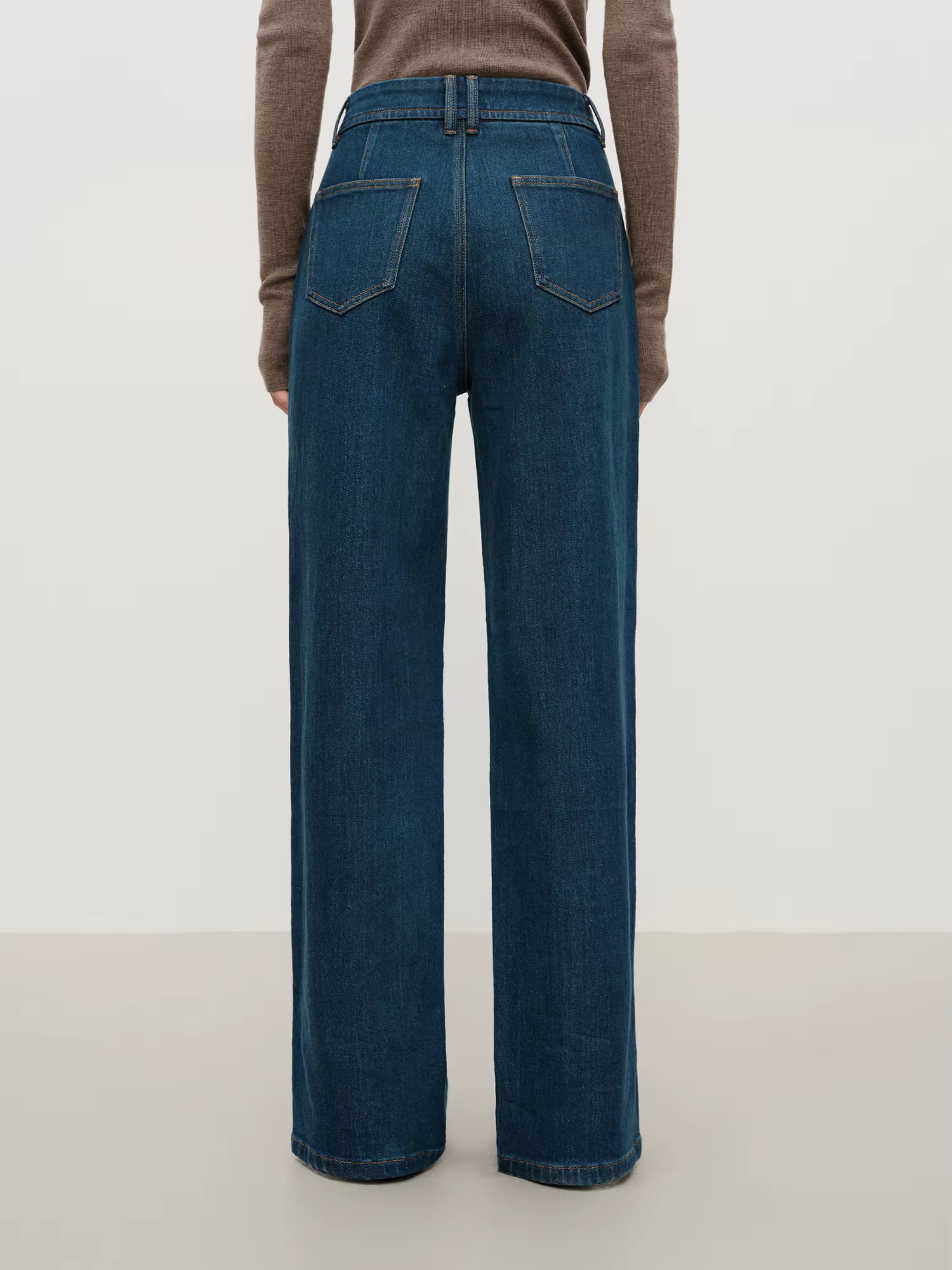 High-Waisted Black Wide-Leg Jeans with Slit Detail, Women's Fashion Casual Stretch Denim Trousers