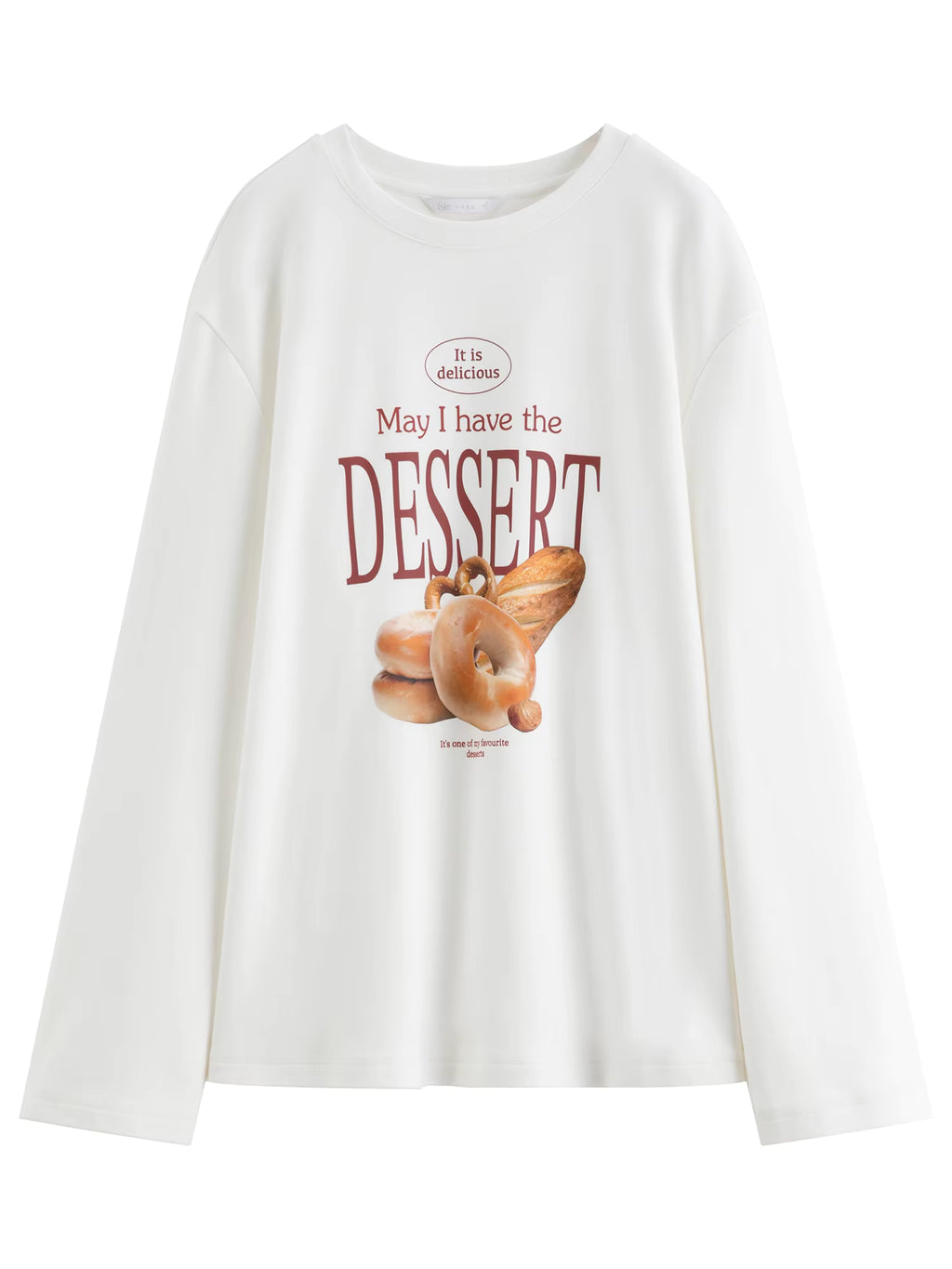 Casual All-match Letter Bread Print Long-sleeved Sweatshirt 2025 Autumn and Winter New Loose T-shirt