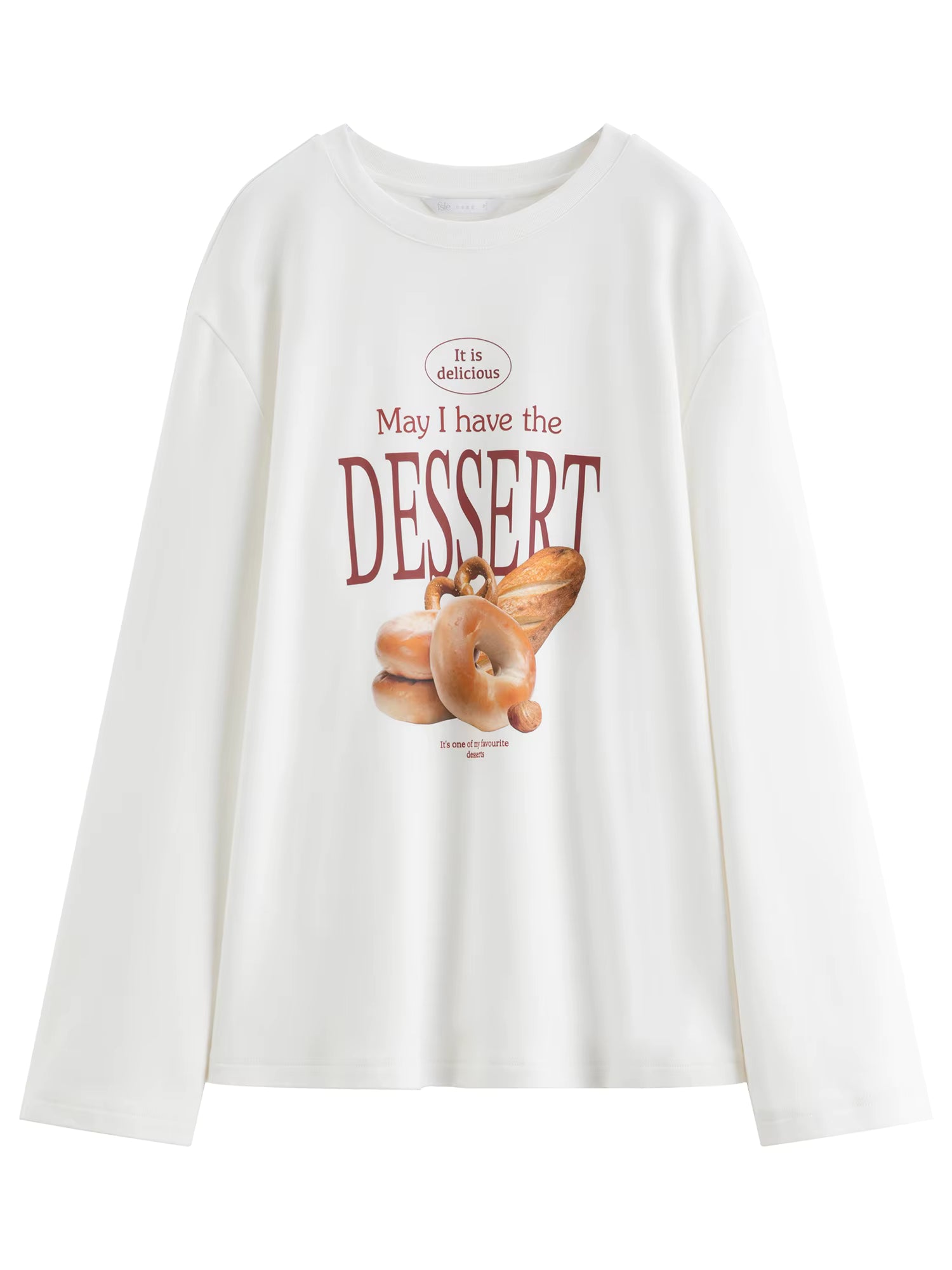 Casual All-match Letter Bread Print Long-sleeved Sweatshirt 2025 Autumn and Winter New Loose T-shirt