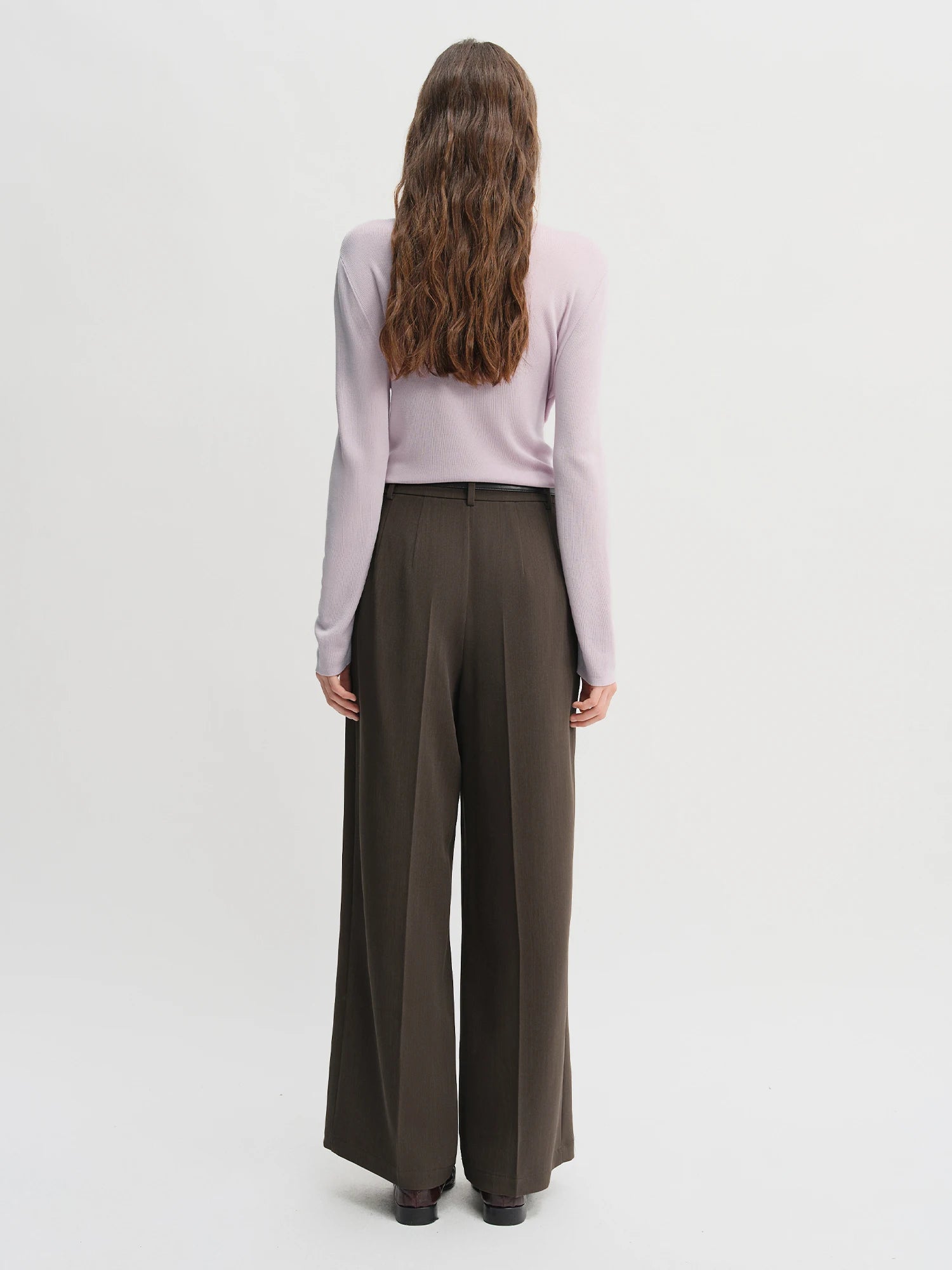 DUSHU Autumn 2025 Women's Wide Leg Trousers - Structural Seam Detail Horizontal Pocket Office Casual Pants with Relaxed Fit
