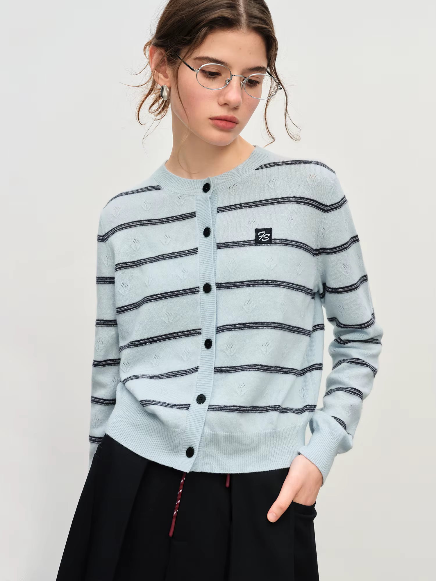 Winter 2025 Women's Jacquard Stripe Knit Sweater - Casual Office Wear Versatile Pullover Top Daily Chic Essentia