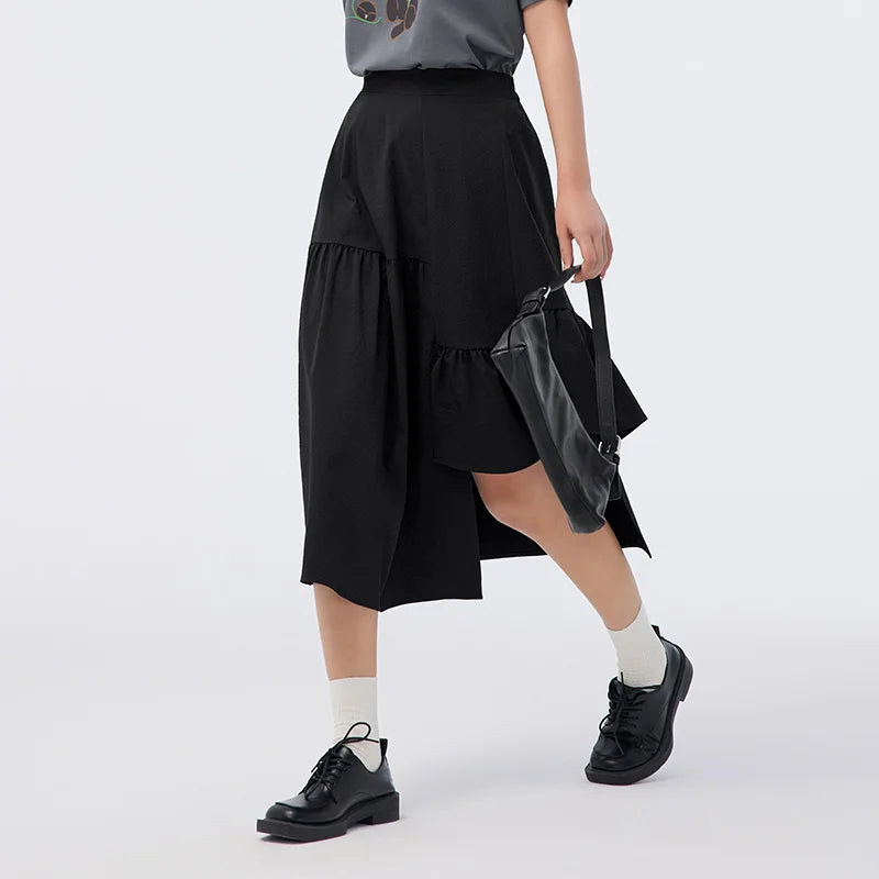 Semir Women Skirt Loose-Fitting Adjustable Waist Showcasing Pure Color Design-Oriented 2024 Summer New Arrival