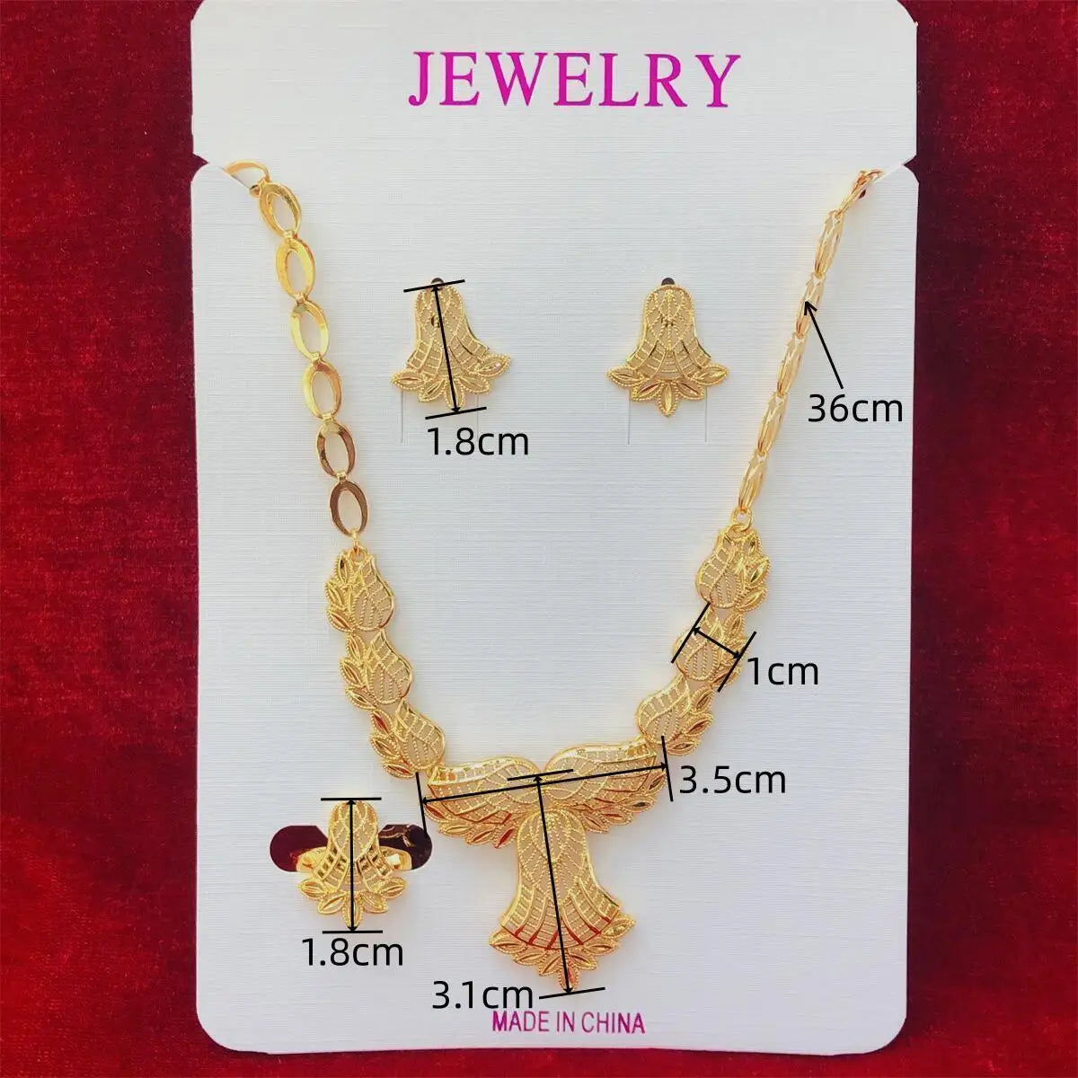 Necklace Earrings Rings Indian Fashion Gold Color Plated Jewelry Sets for Women Ladies African Bridal Dubai Wedding Wholesale