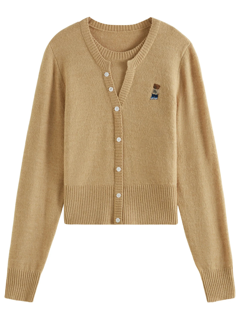 FSLE 18.9% Sheep Wool Fake Two Pieces Sweater College Style Women Knit Pullover 2024 Autumn Winter New Design Sweater 24FS14021