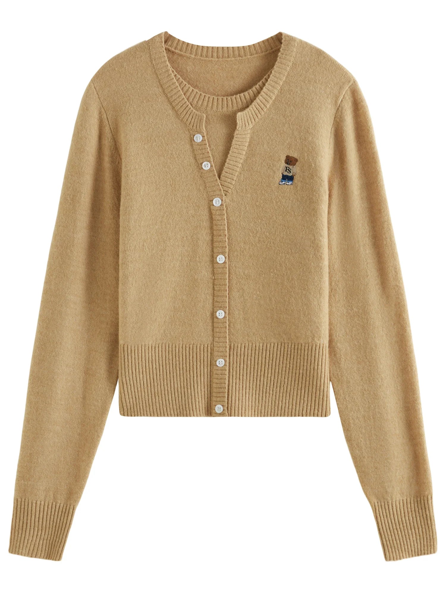 FSLE 18.9% Sheep Wool Fake Two Pieces Sweater College Style Women Knit Pullover 2024 Autumn Winter New Design Sweater 24FS14021