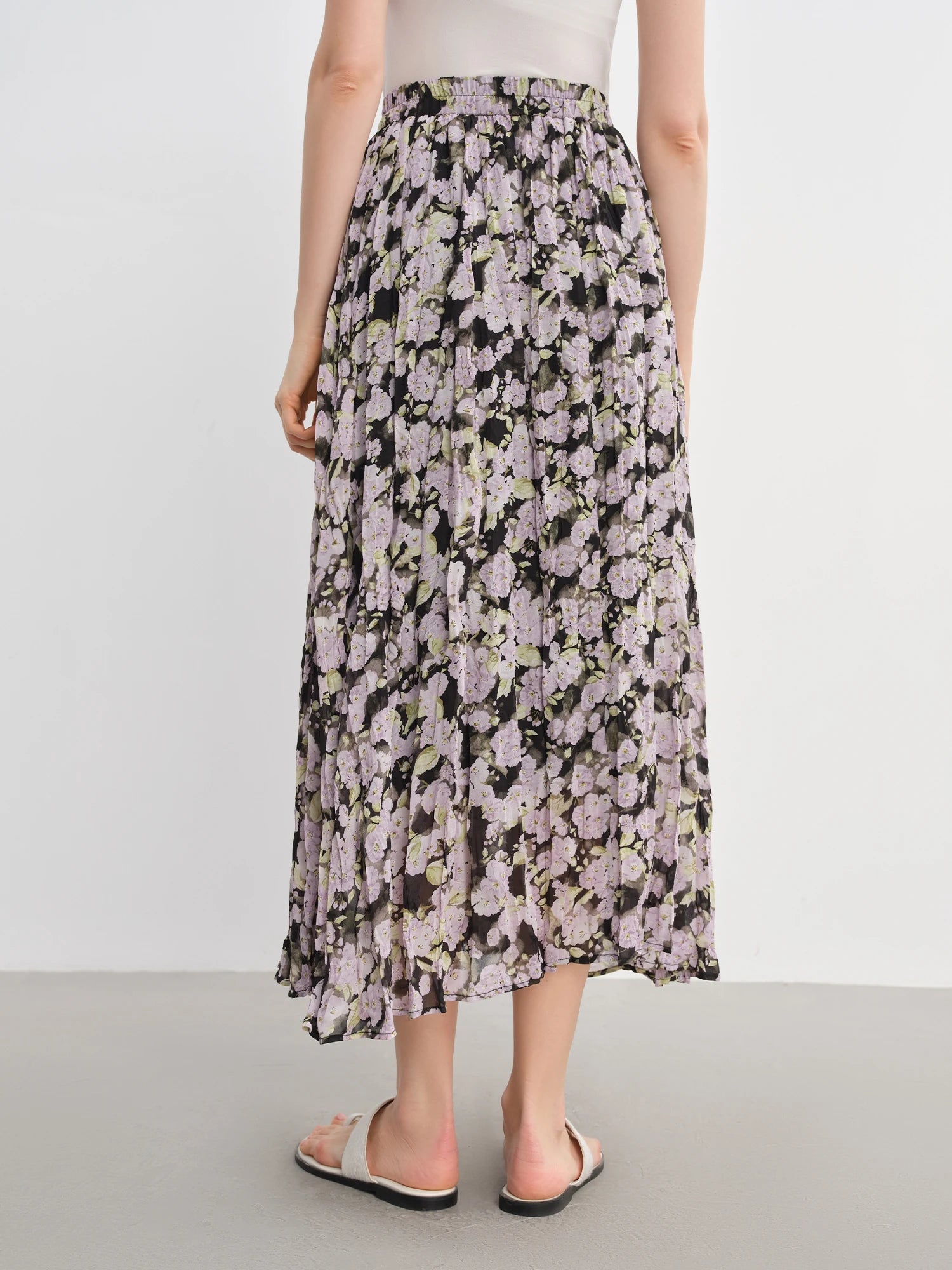 DUSHU Summer 2025 Textured Midi Skirt - Vintage Relaxed Fit Flowy Maxi Skirt with Elastic Waist for Resort to Office