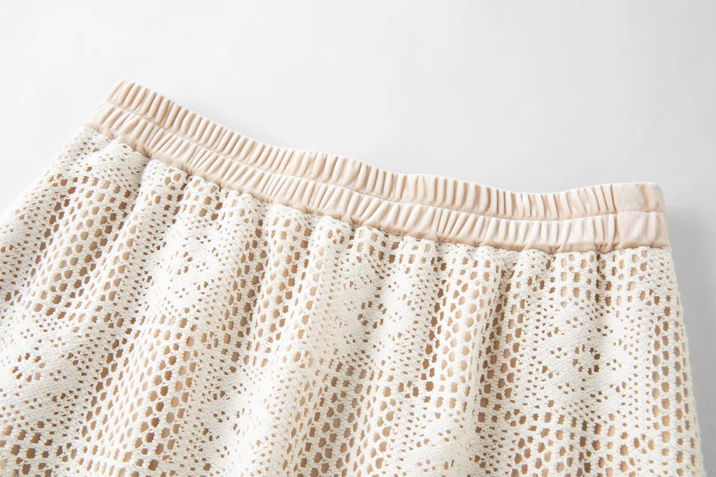 Plus-Size Women Soft Blossoms Double Layer Lace Crochet Asymmetric Skirt Elegant Stylish Design Inspired Retro Fashion