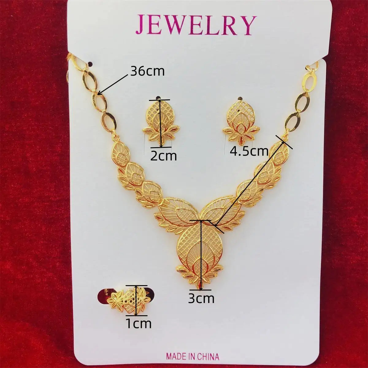 Necklace Earrings Rings Indian Fashion Gold Color Plated Jewelry Sets for Women Ladies African Bridal Dubai Wedding Wholesale